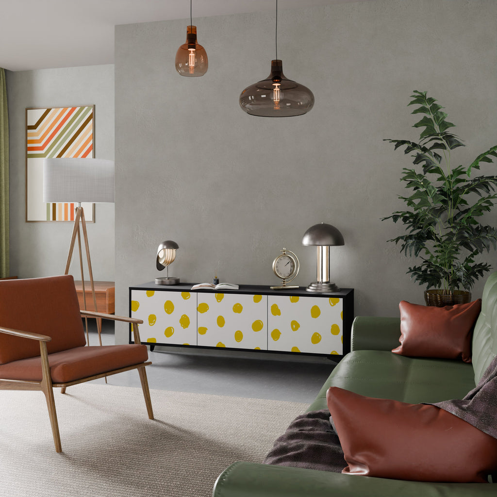 RADIANT REVERIE Móvel de TV com 3 Portas em Acabamento Preto