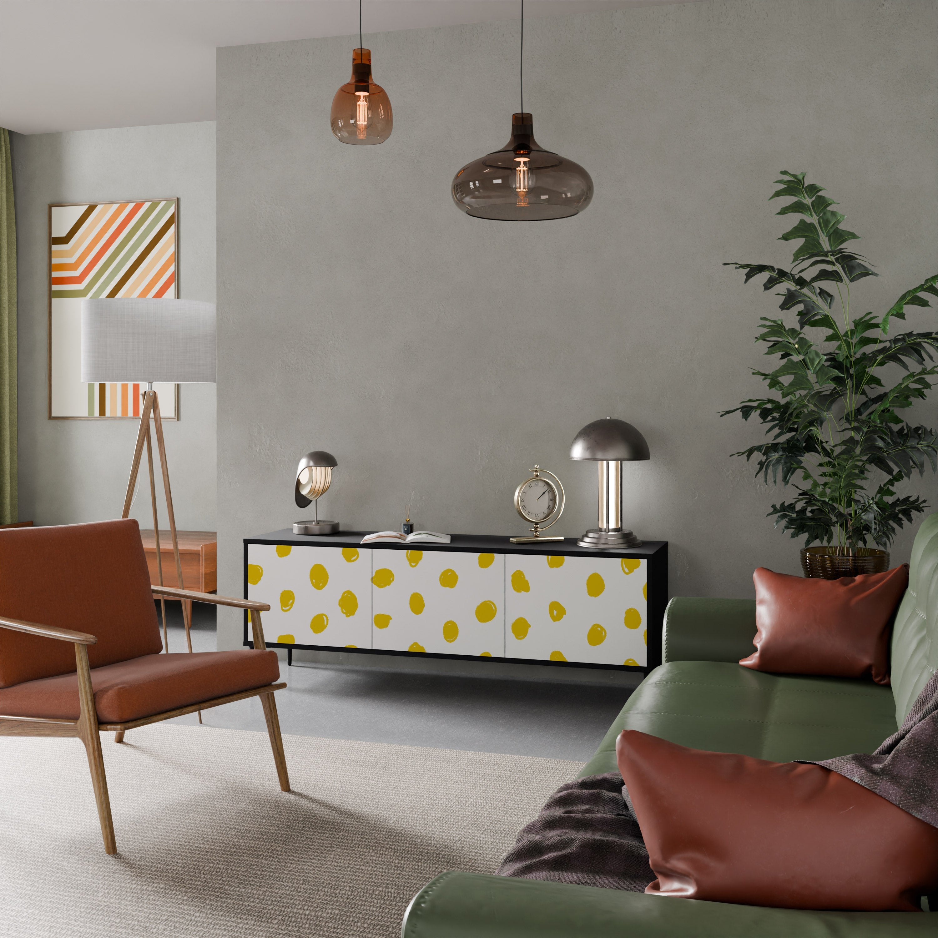 RADIANT REVERIE Móvel de TV com 3 Portas em Acabamento Preto