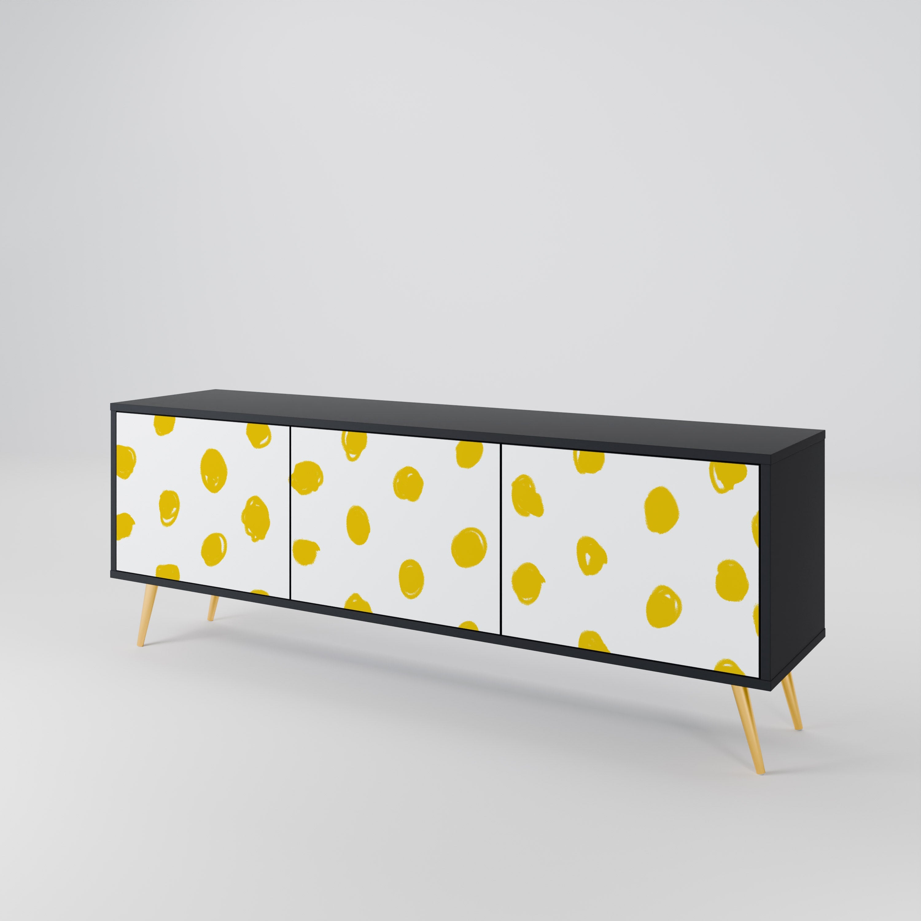 RADIANT REVERIE Móvel de TV com 3 Portas em Acabamento Preto