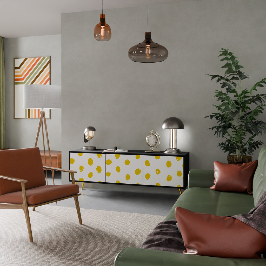 RADIANT REVERIE Móvel de TV com 3 Portas em Acabamento Preto