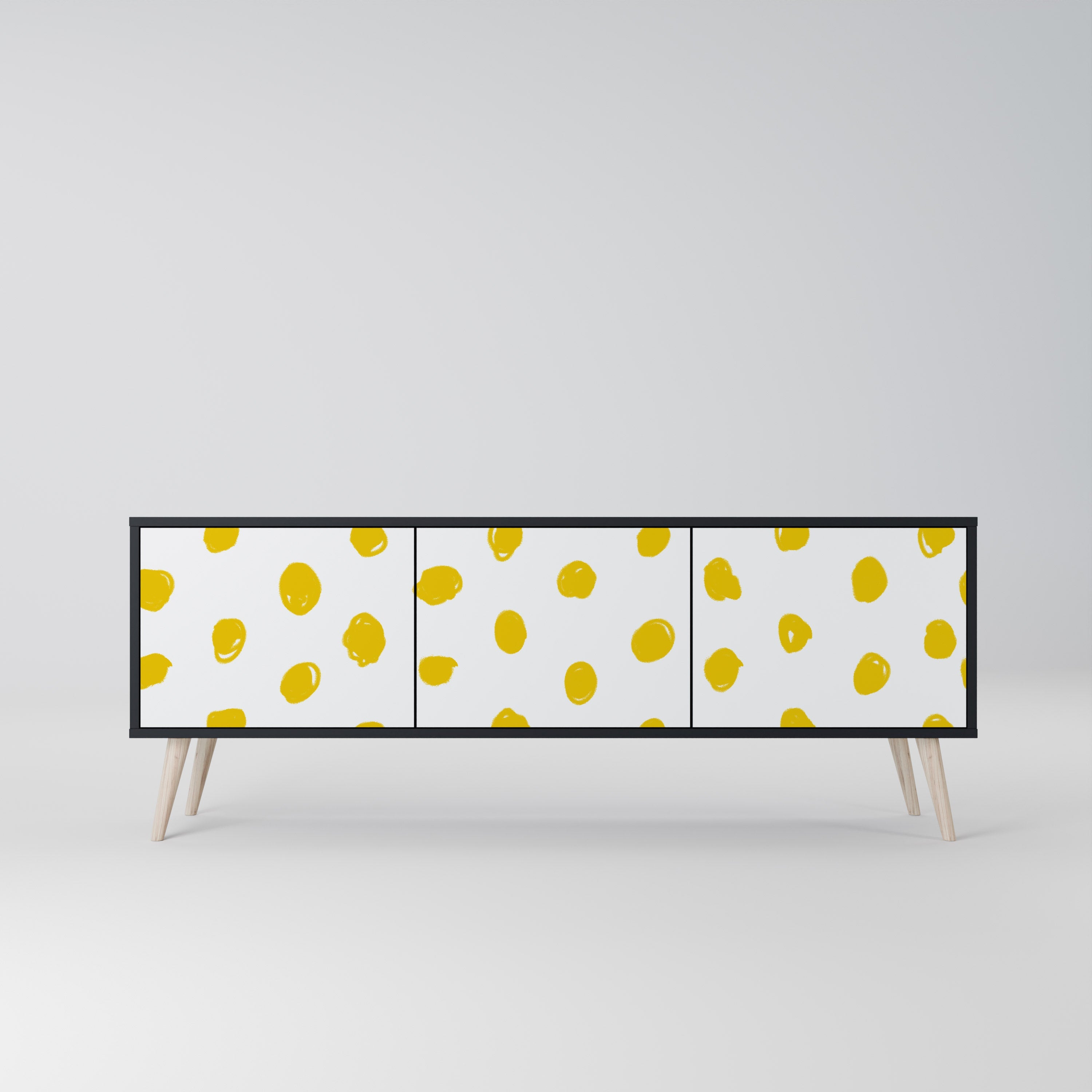 RADIANT REVERIE Móvel de TV com 3 Portas em Acabamento Preto