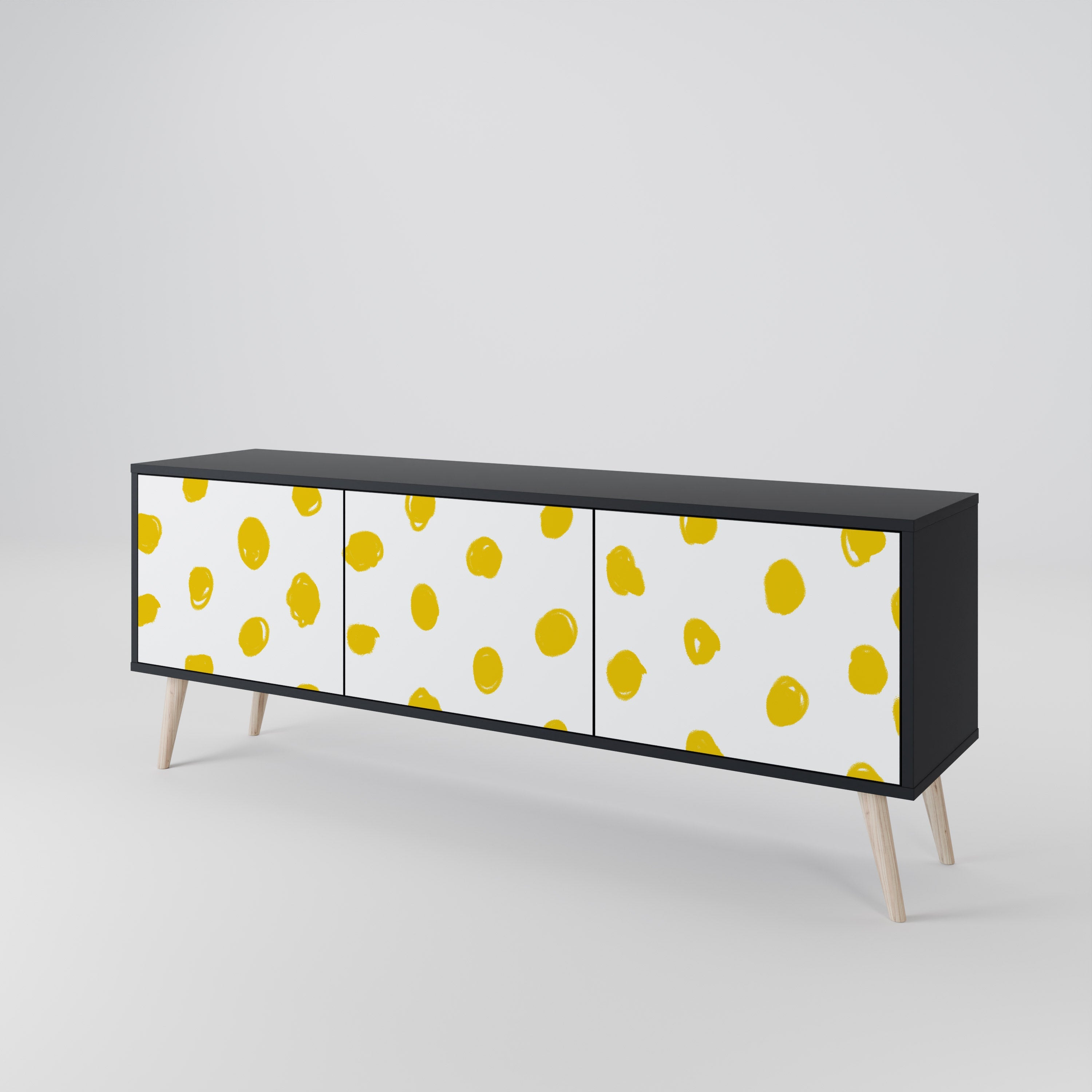 RADIANT REVERIE Móvel de TV com 3 Portas em Acabamento Preto