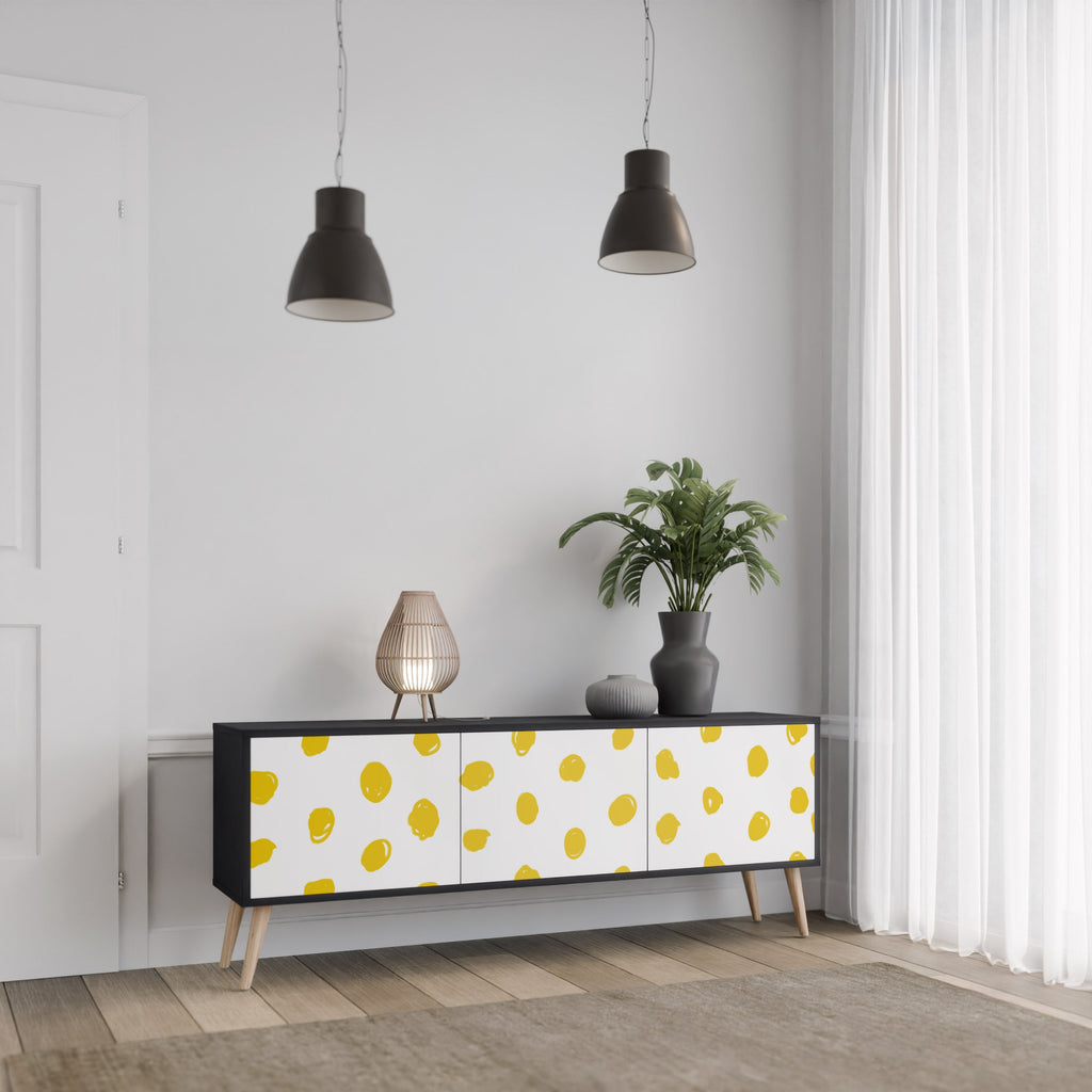 RADIANT REVERIE Móvel de TV com 3 Portas em Acabamento Preto