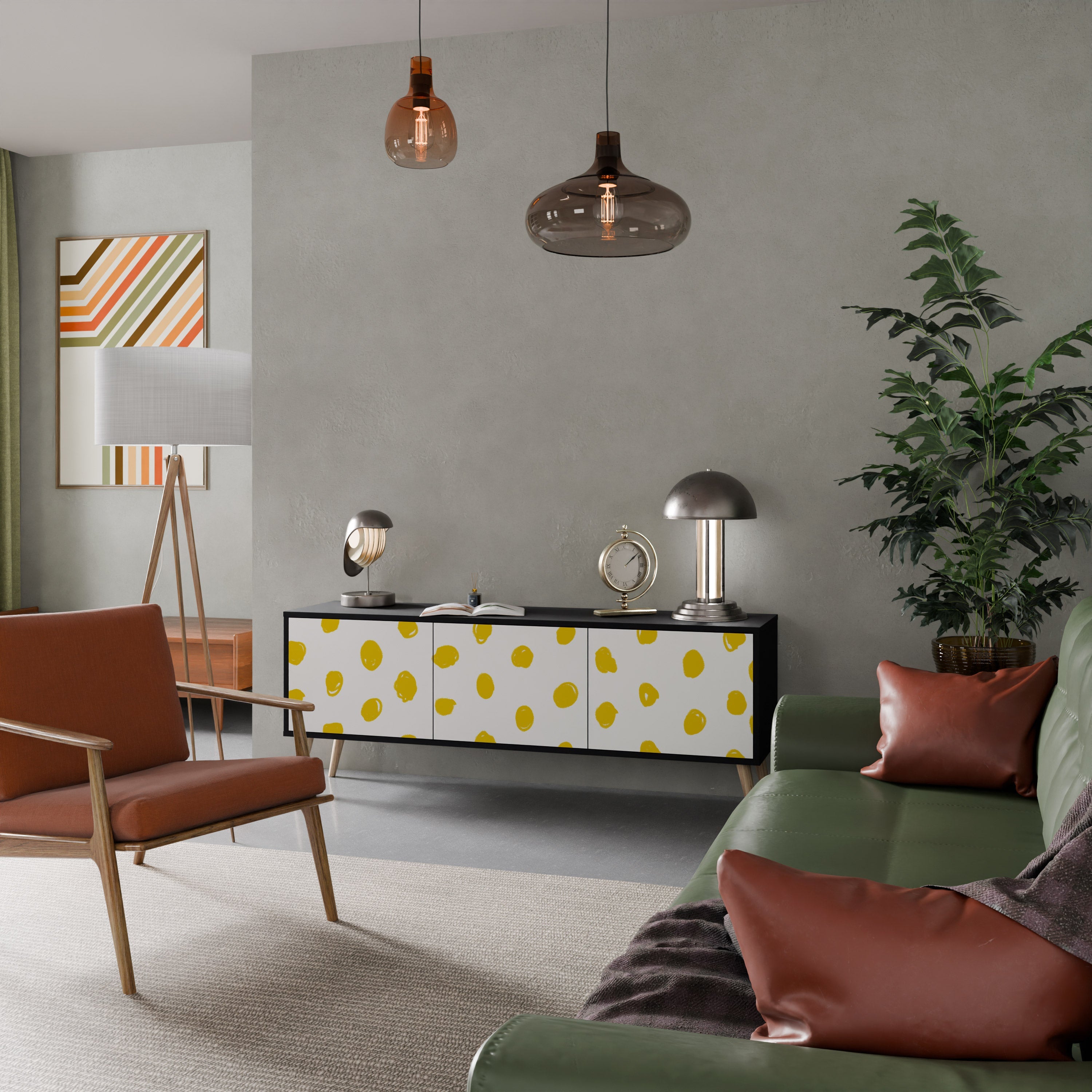 RADIANT REVERIE Móvel de TV com 3 Portas em Acabamento Preto