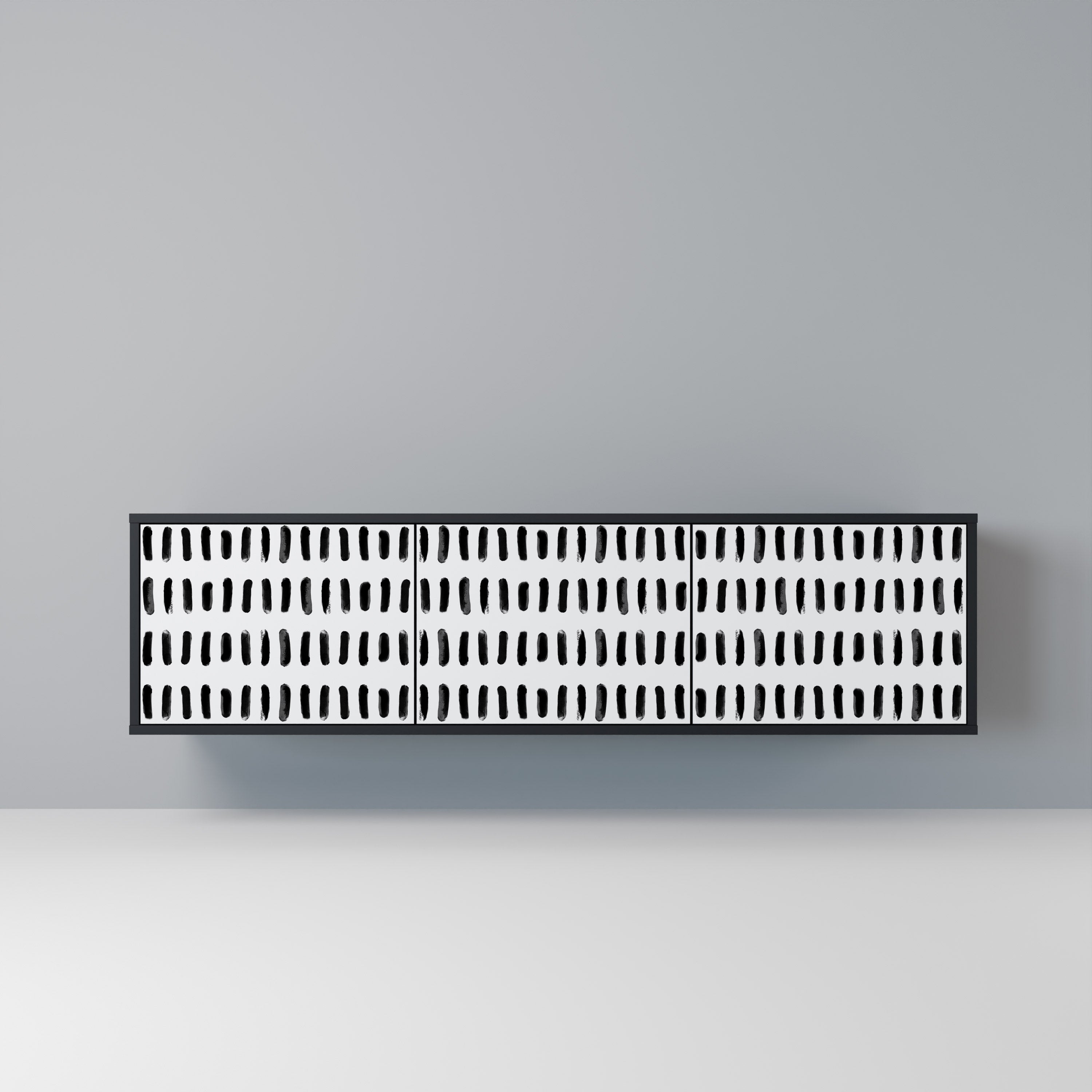 NIGHTY MELODIES Móvel de TV com 3 Portas em Acabamento Preto