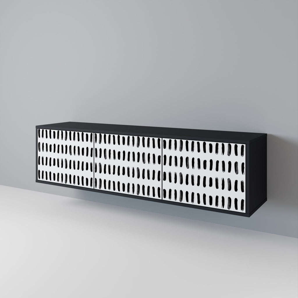 NIGHTY MELODIES 3-Door TV Stand in Black Finish