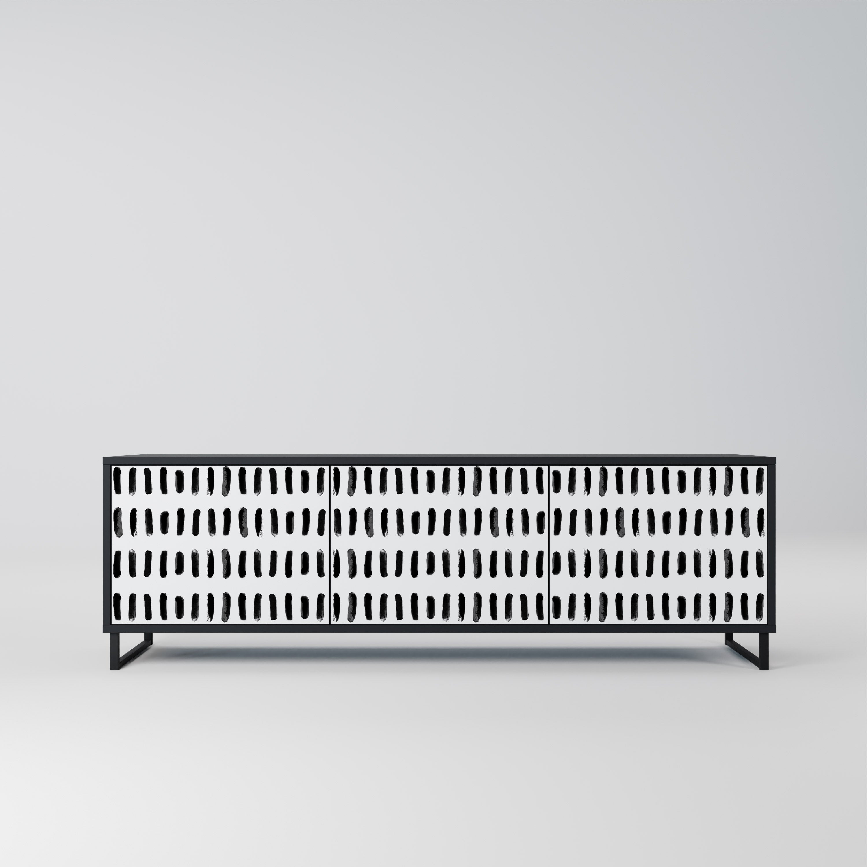 NIGHTY MELODIES Móvel de TV com 3 Portas em Acabamento Preto