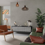 NIGHTY MELODIES 3-Door TV Stand in Black Finish