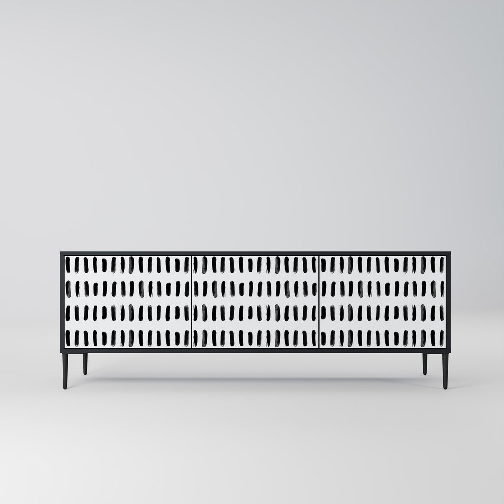 NIGHTY MELODIES 3-Door TV Stand in Black Finish