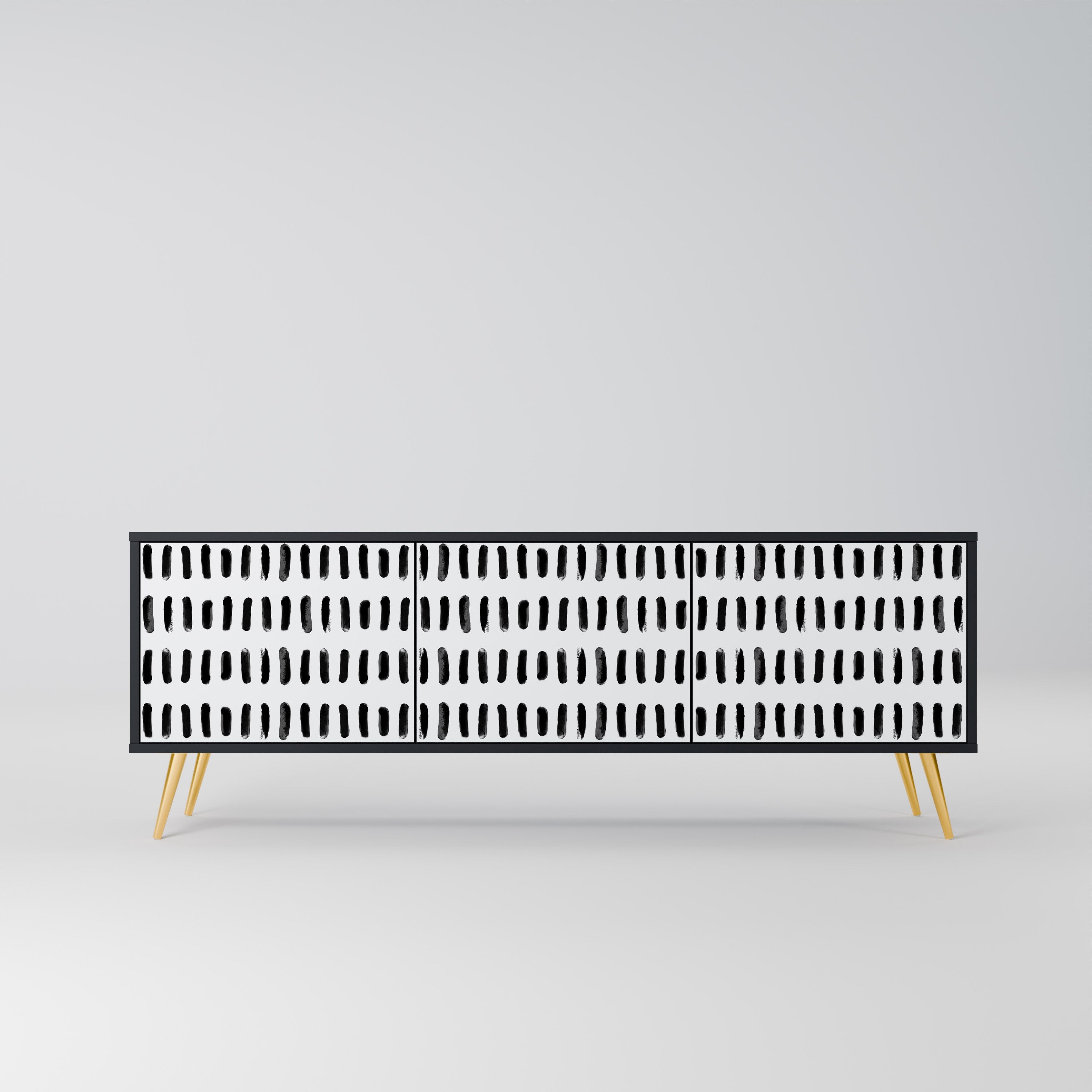 NIGHTY MELODIES Móvel de TV com 3 Portas em Acabamento Preto