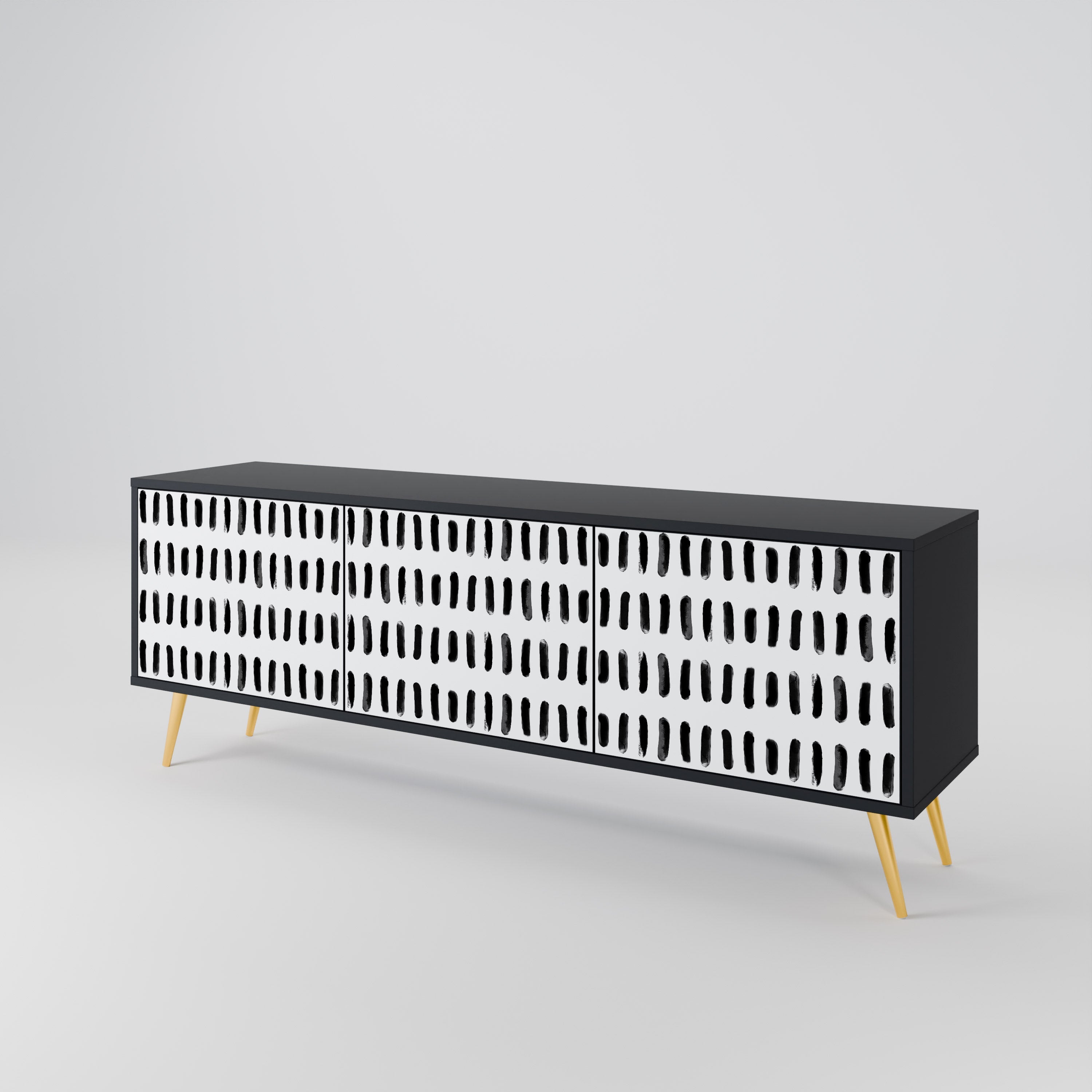 NIGHTY MELODIES 3-Door TV Stand in Black Finish