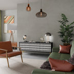 NIGHTY MELODIES 3-Door TV Stand in Black Finish