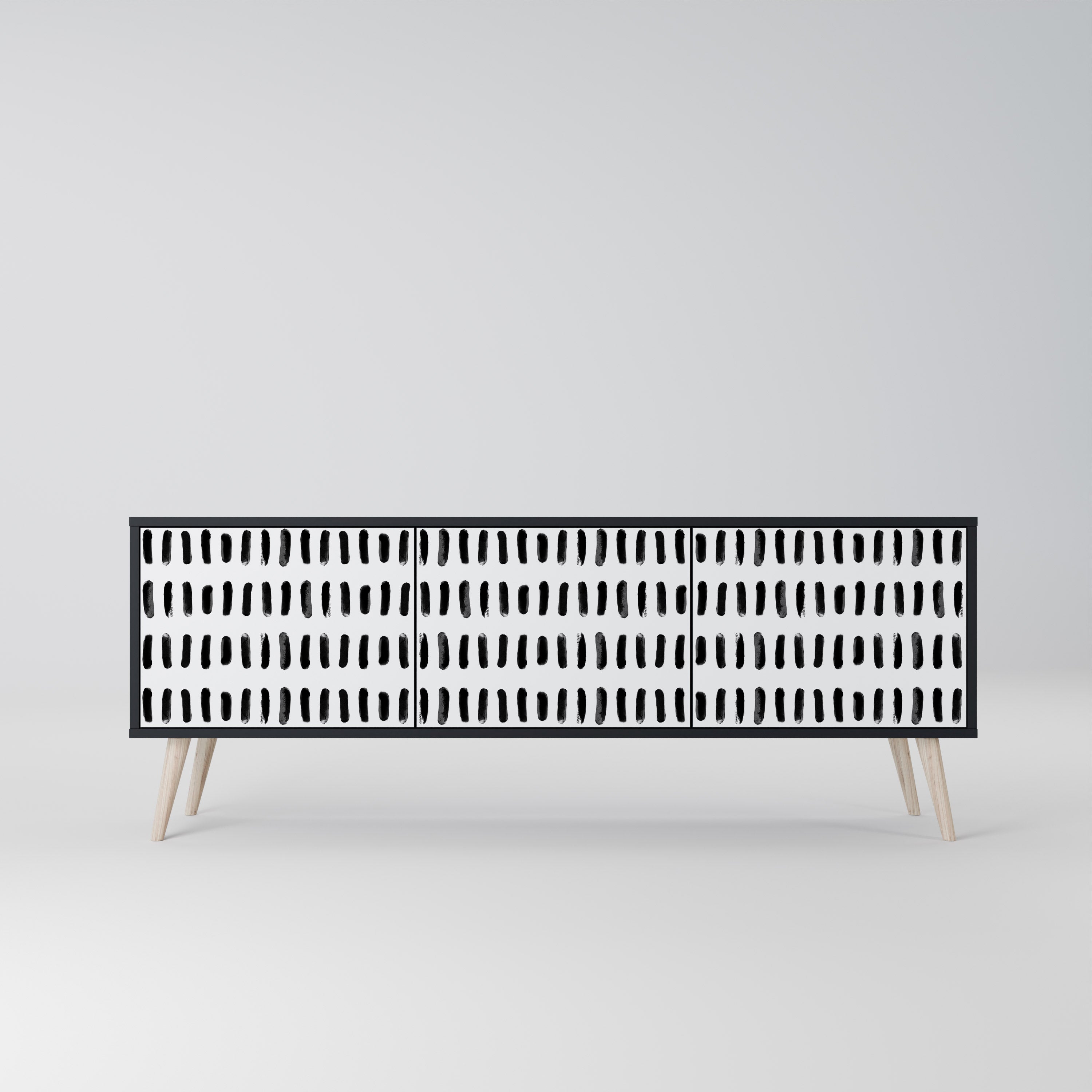 NIGHTY MELODIES Móvel de TV com 3 Portas em Acabamento Preto