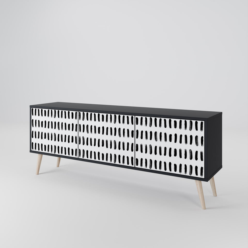 NIGHTY MELODIES 3-Door TV Stand in Black Finish