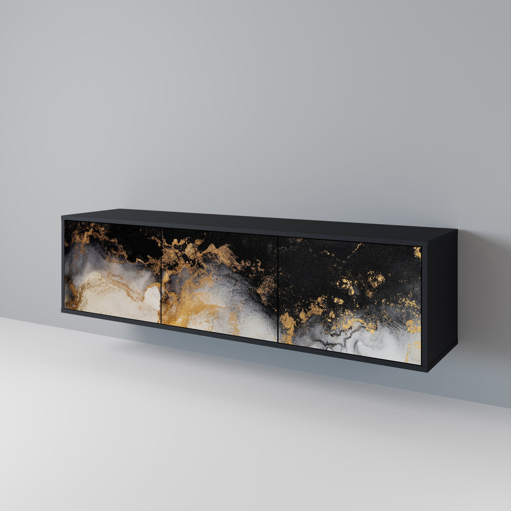 MARBLE OF TOMMORROW Móvel de TV com 3 Portas em Acabamento Preto