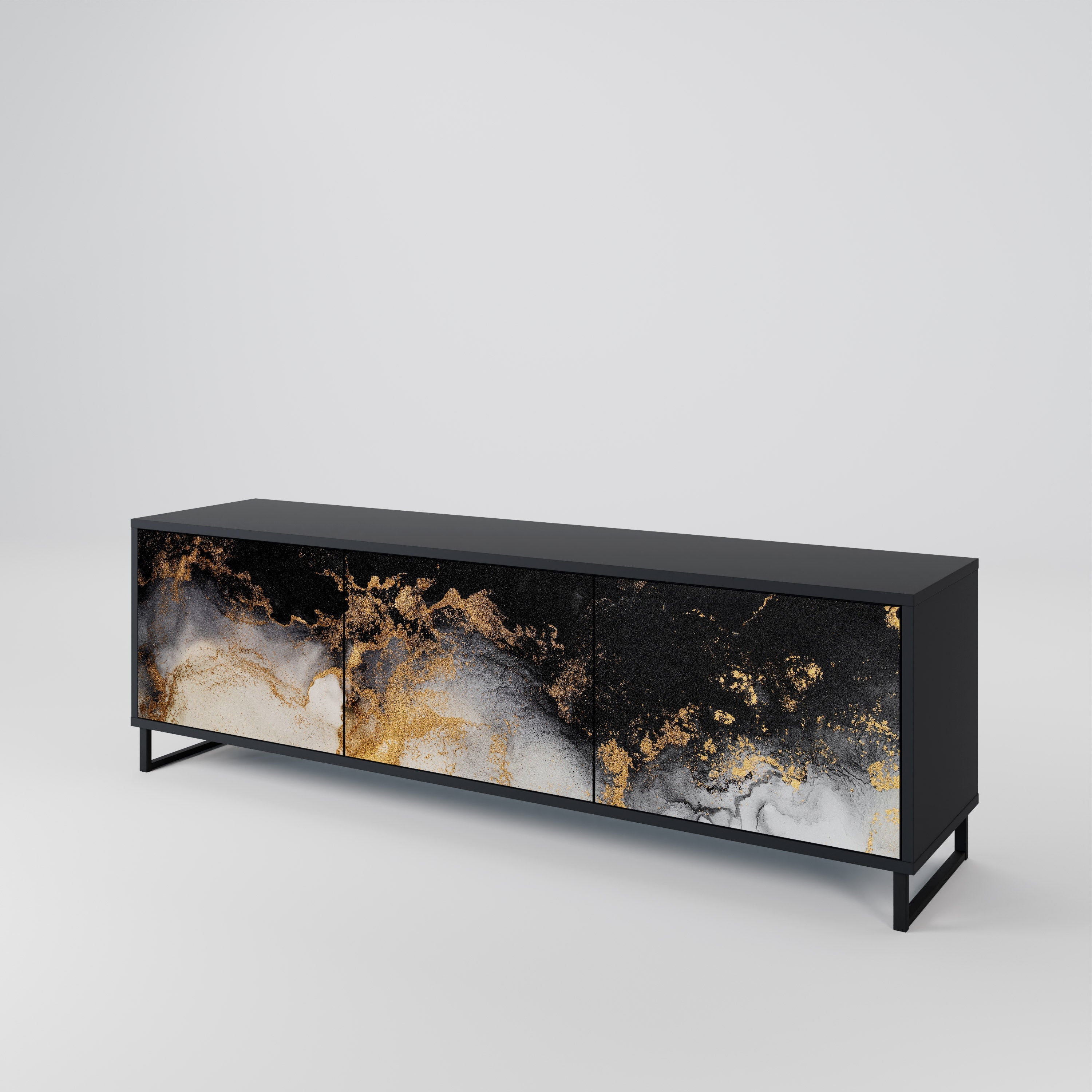 MARBLE OF TOMMORROW Móvel de TV com 3 Portas em Acabamento Preto