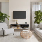 MARBLE OF TOMMORROW Móvel de TV com 3 Portas em Acabamento Preto