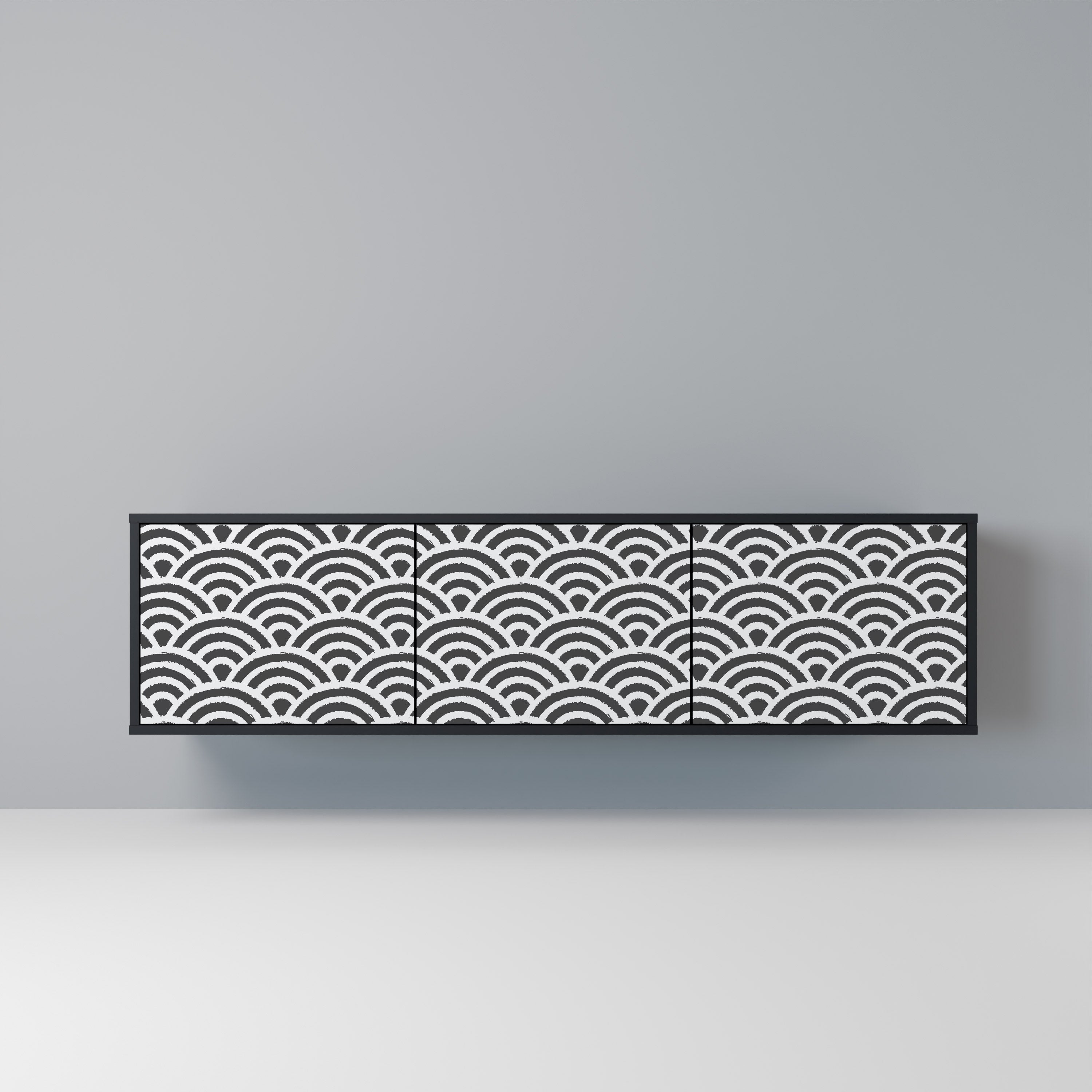 GLOOMY HOST Móvel de TV com 3 Portas em Acabamento Preto