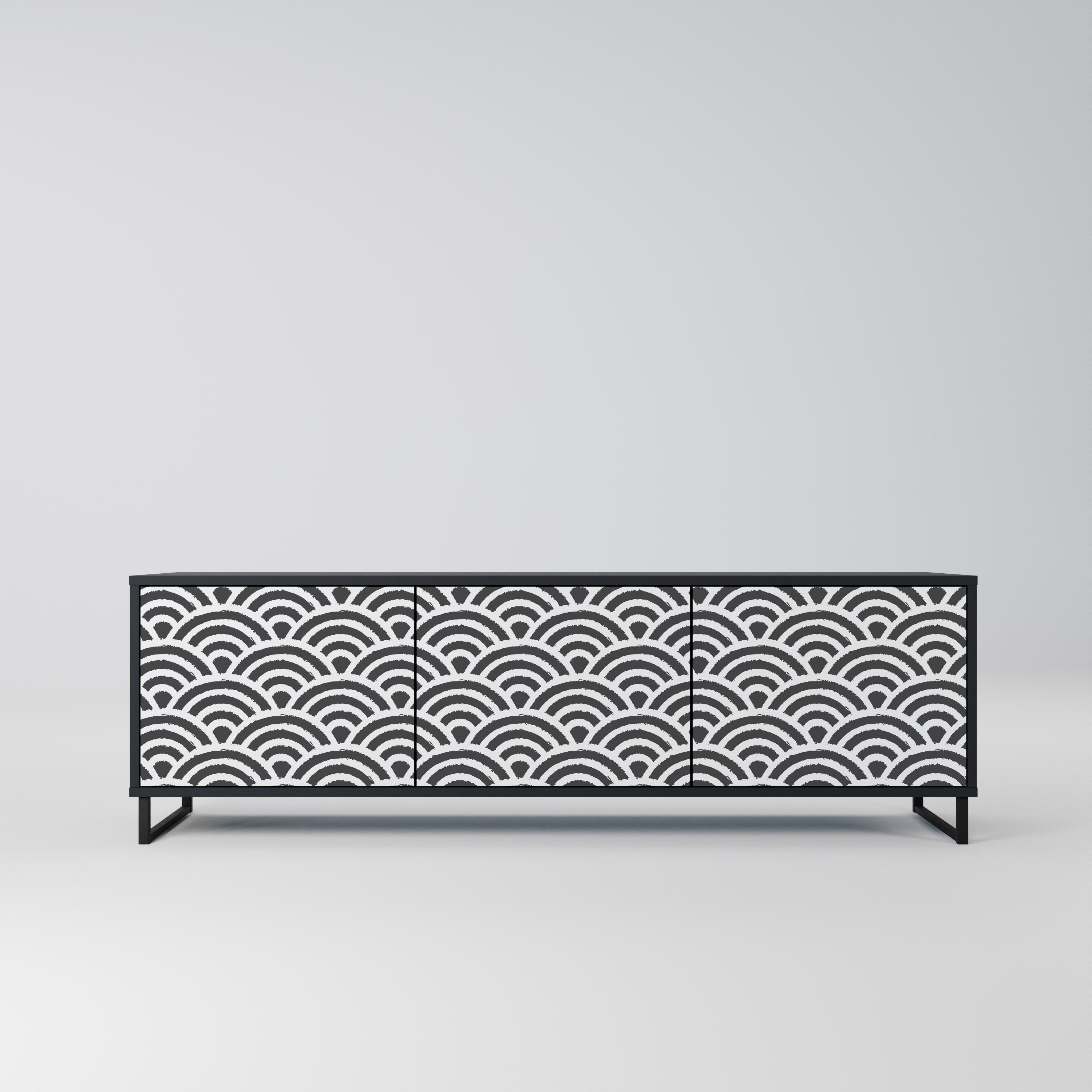 GLOOMY HOST Móvel de TV com 3 Portas em Acabamento Preto