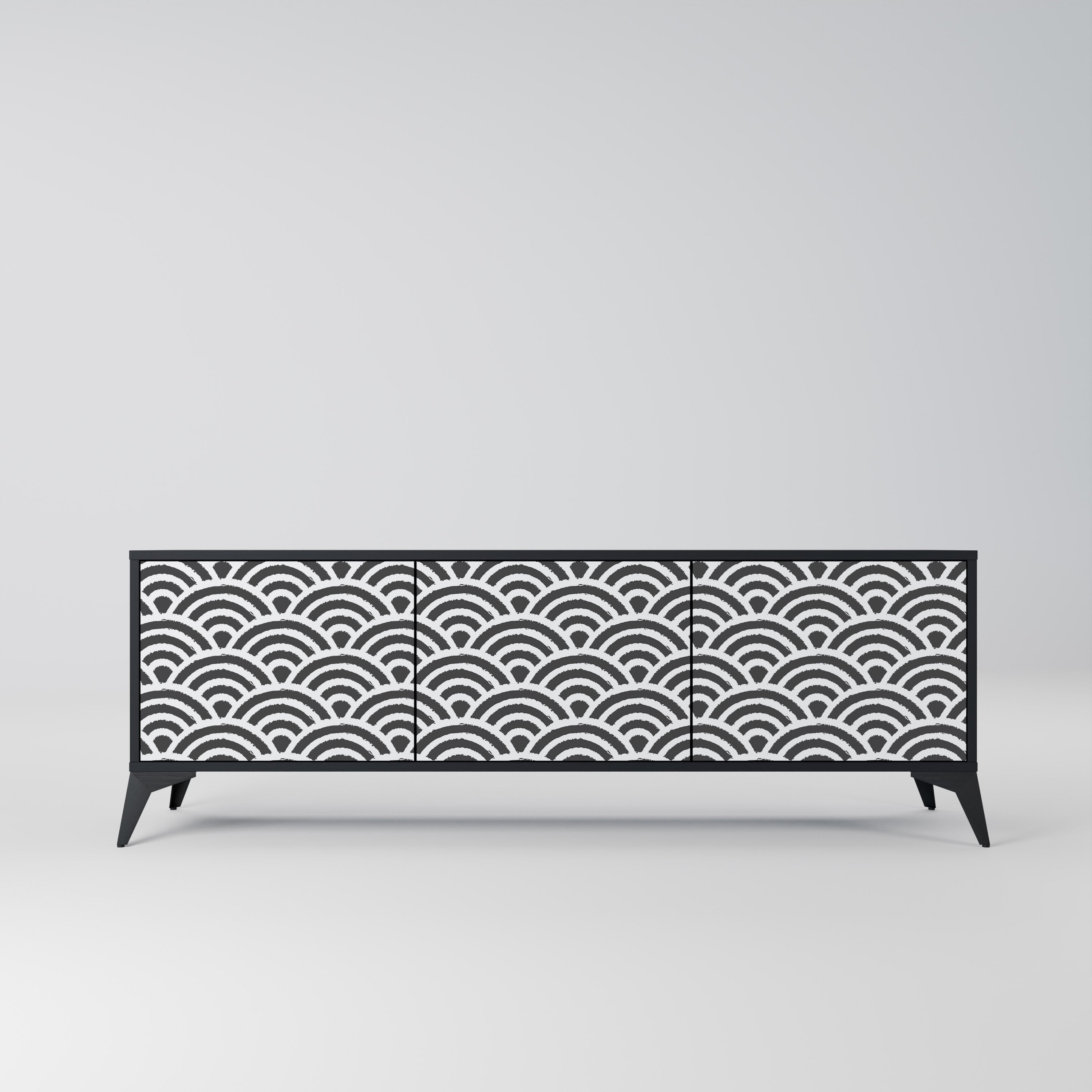 GLOOMY HOST Móvel de TV com 3 Portas em Acabamento Preto