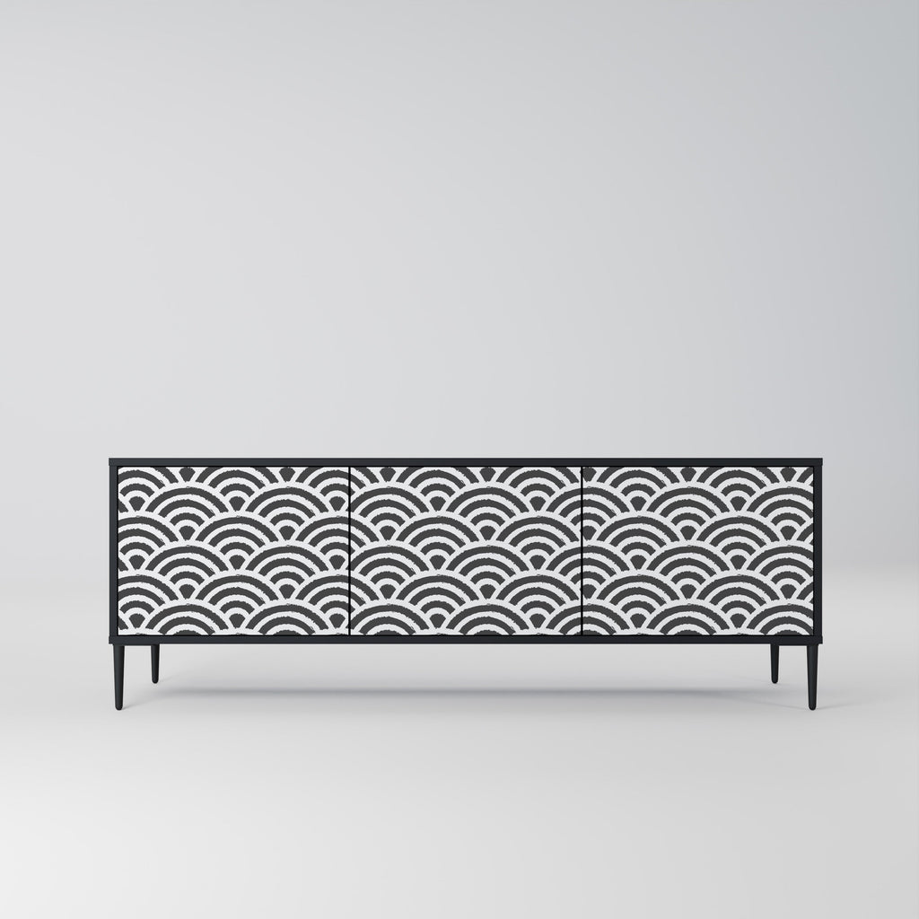 GLOOMY HOST Móvel de TV com 3 Portas em Acabamento Preto