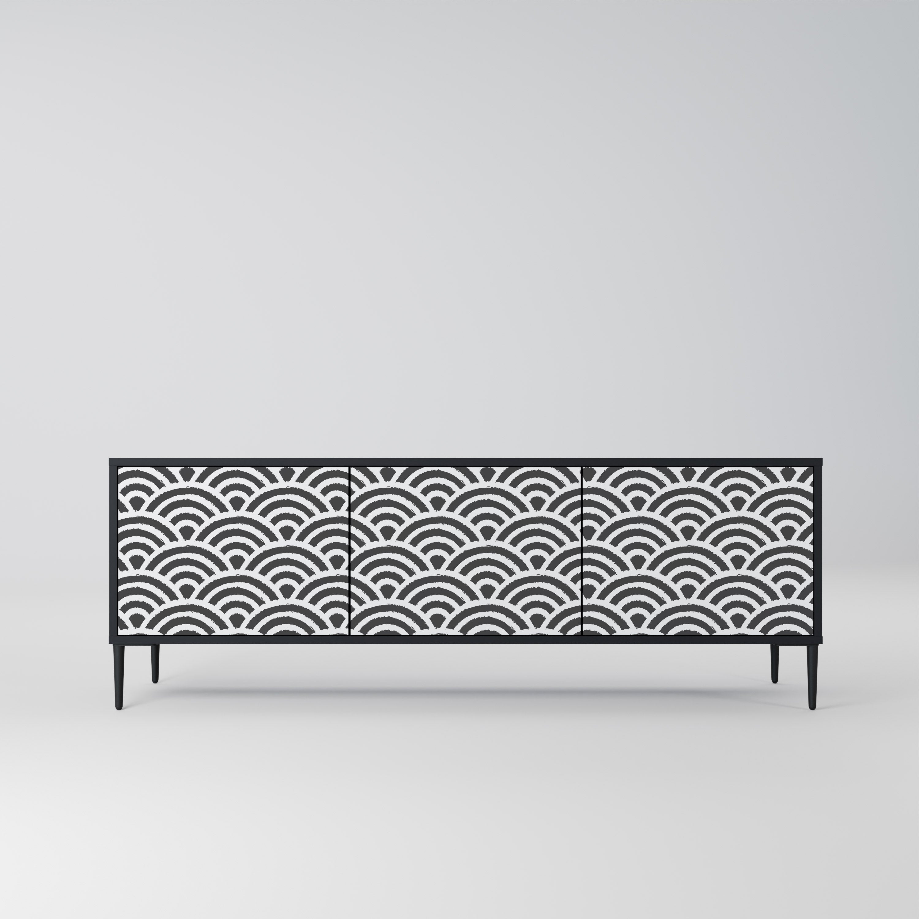 GLOOMY HOST Móvel de TV com 3 Portas em Acabamento Preto