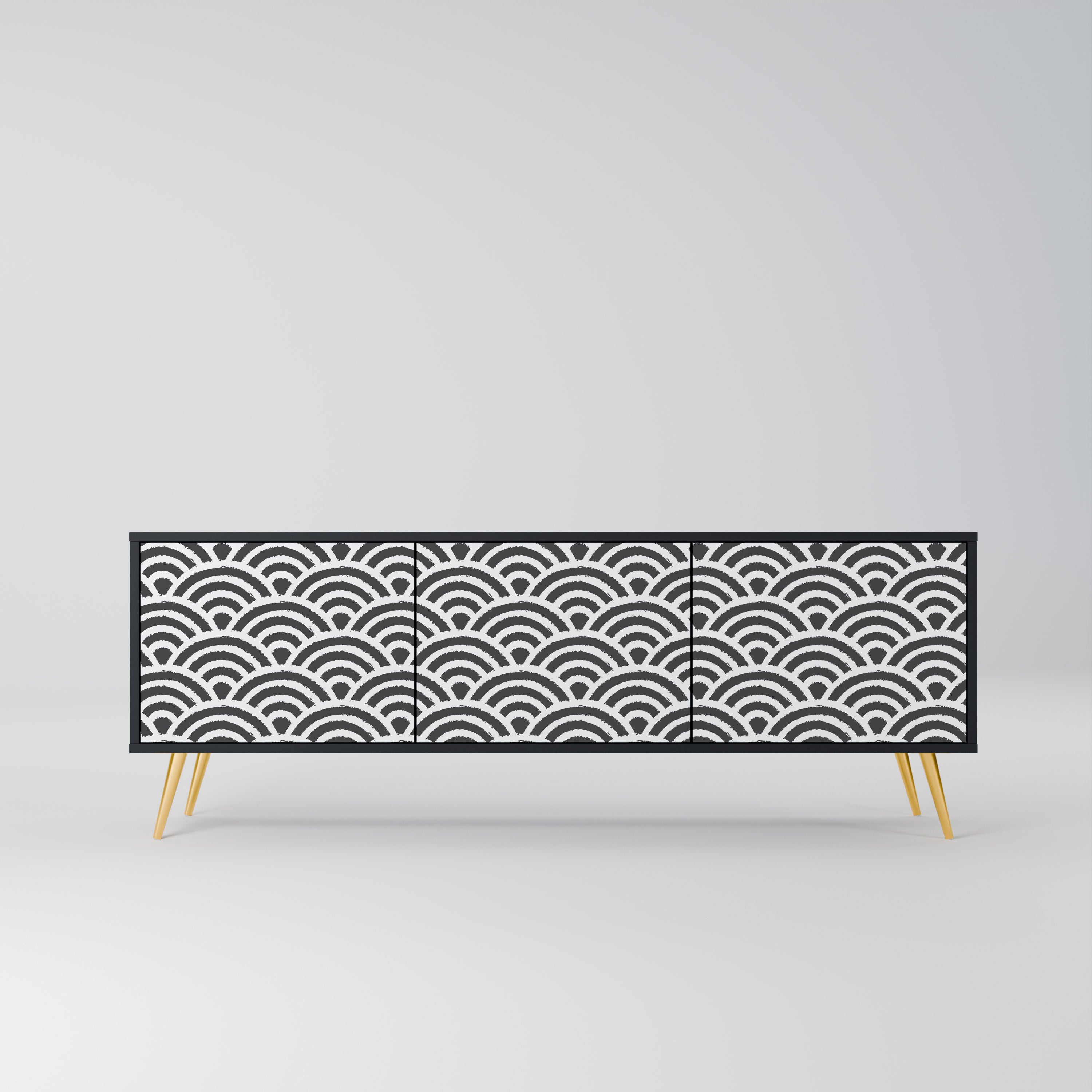 GLOOMY HOST Móvel de TV com 3 Portas em Acabamento Preto