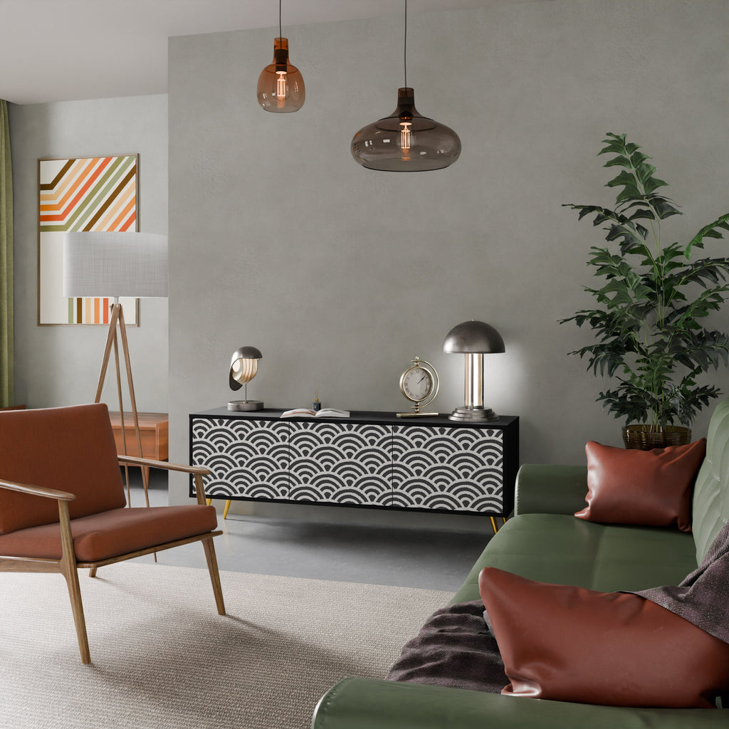 GLOOMY HOST Móvel de TV com 3 Portas em Acabamento Preto