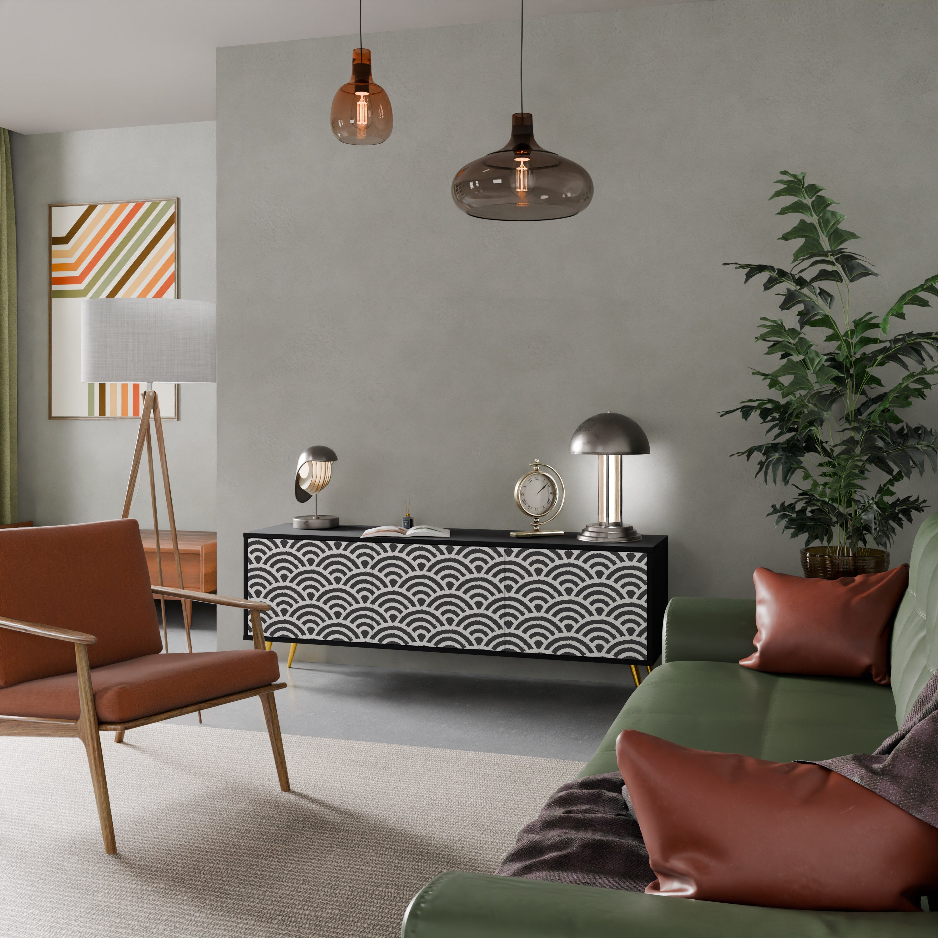 GLOOMY HOST Móvel de TV com 3 Portas em Acabamento Preto