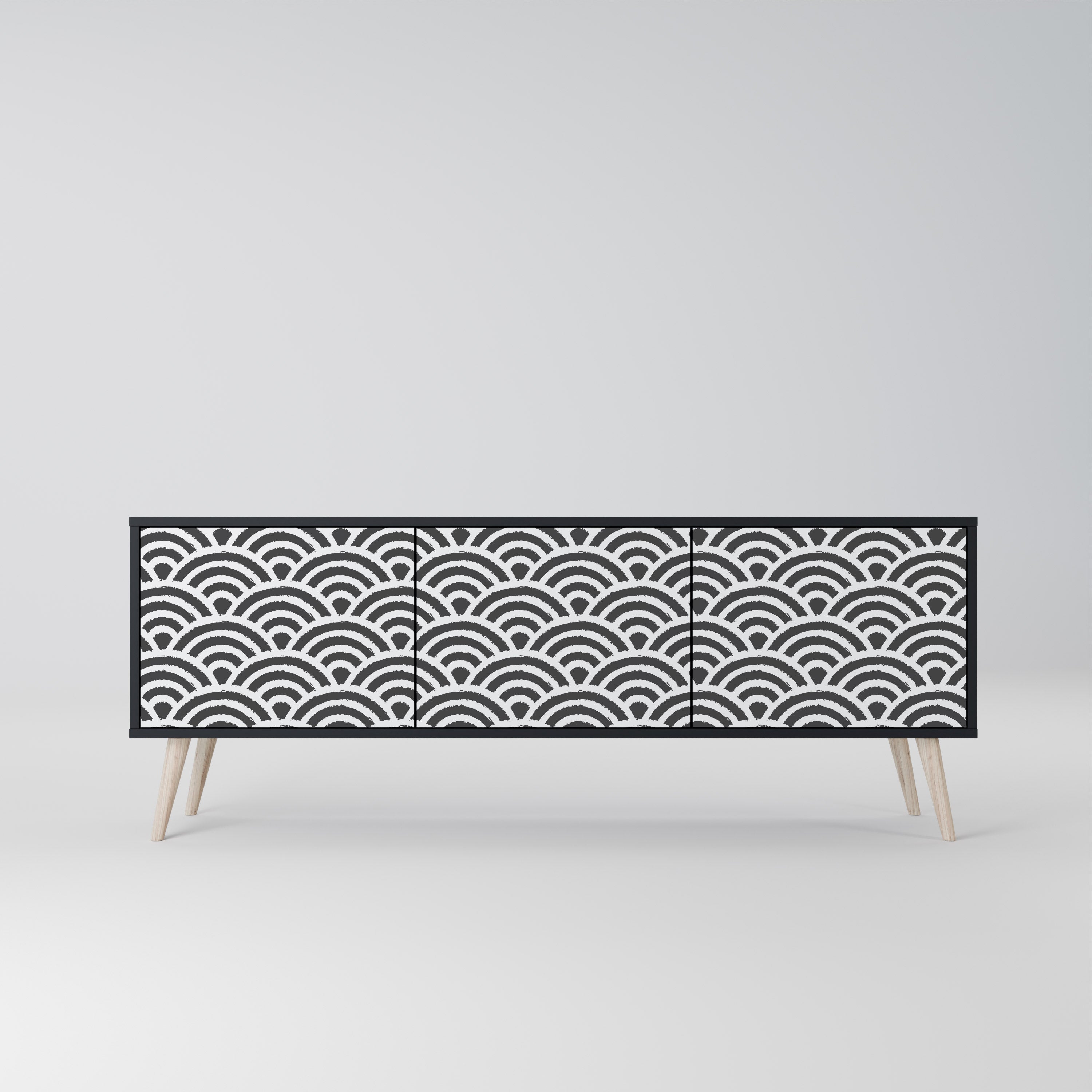 GLOOMY HOST Móvel de TV com 3 Portas em Acabamento Preto