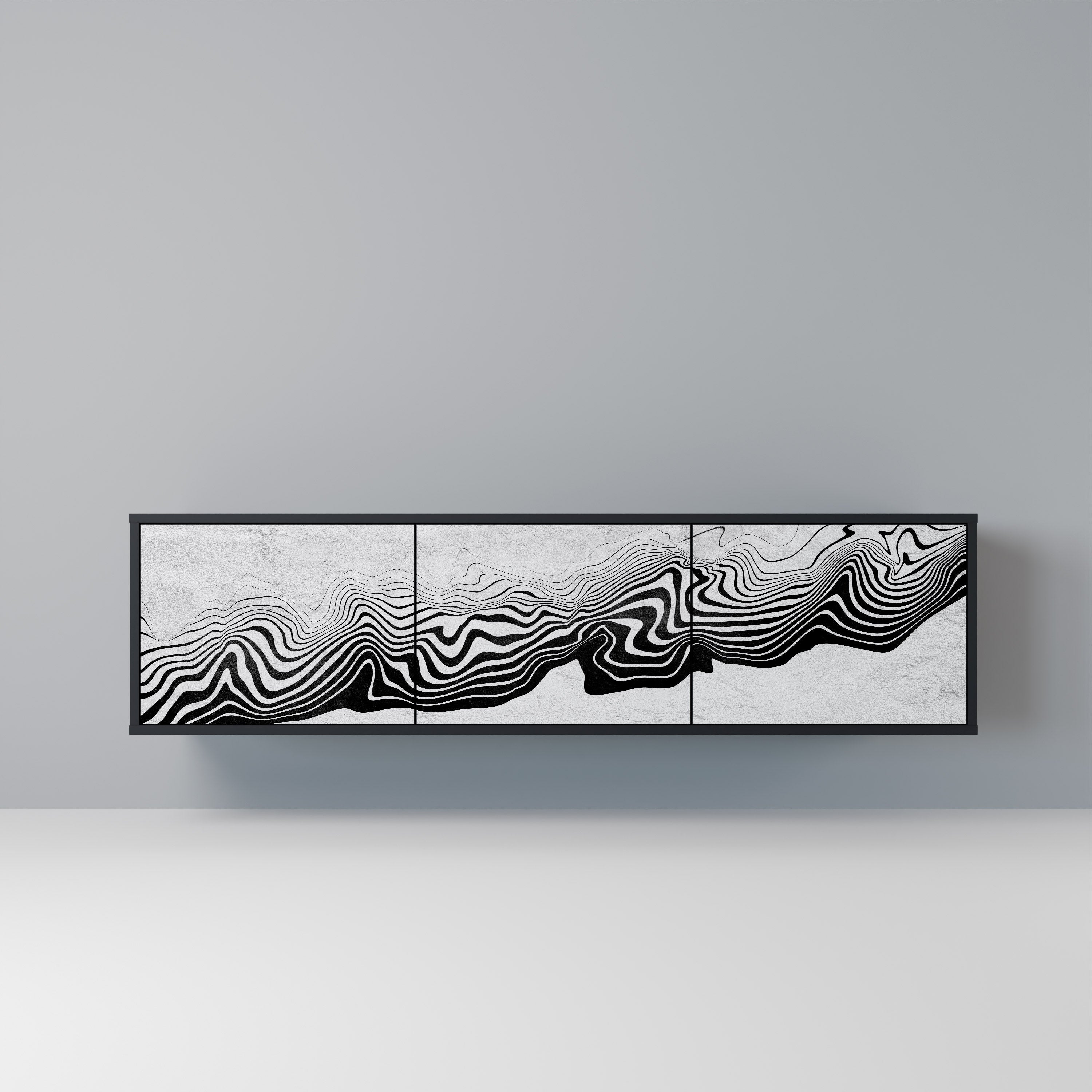 MONOCHROME MIRAGE Móvel de TV com 3 Portas em Acabamento Preto