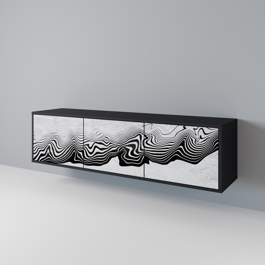 MONOCHROME MIRAGE 3-Door TV Stand in Black Finish