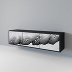 MONOCHROME MIRAGE 3-Door TV Stand in Black Finish