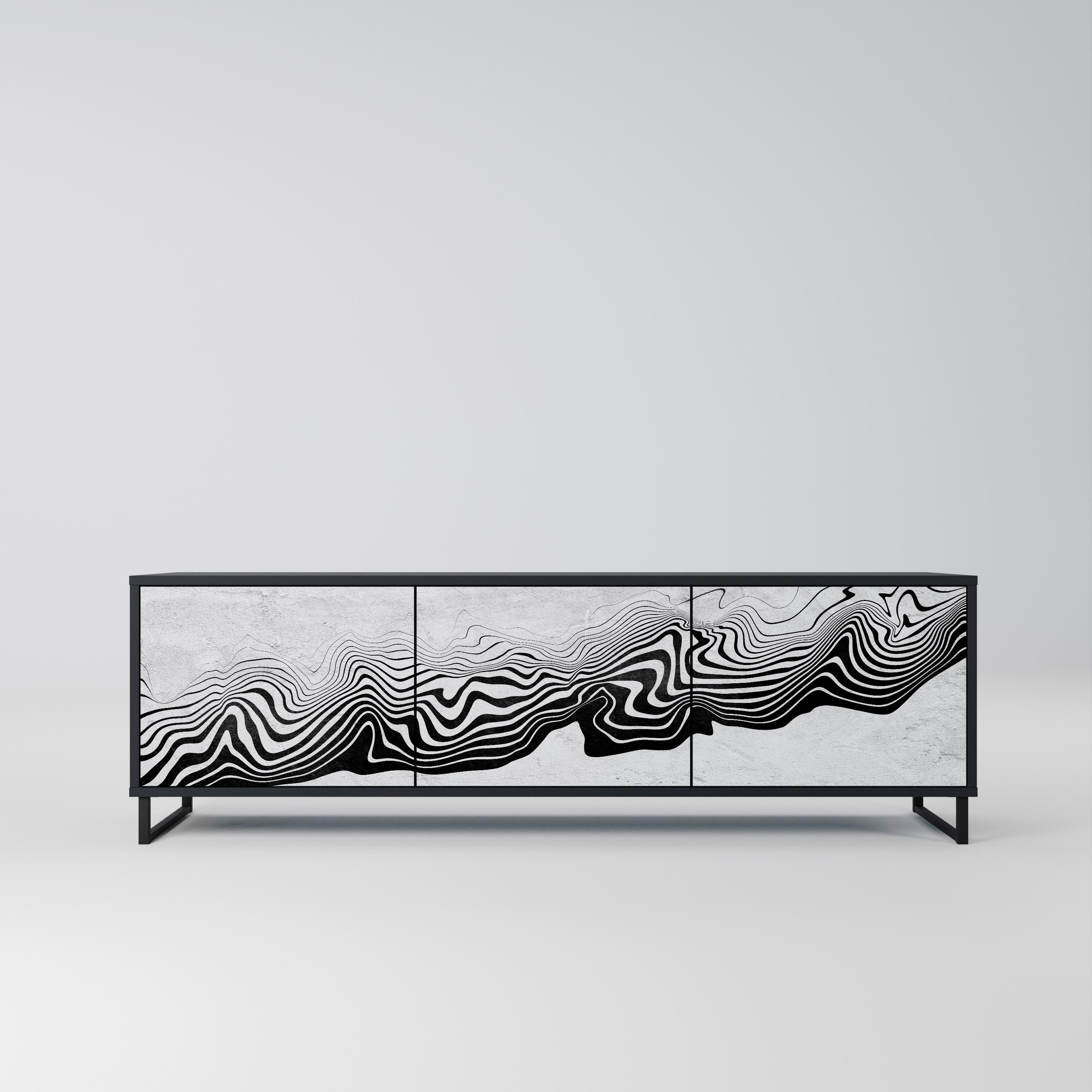 MONOCHROME MIRAGE Móvel de TV com 3 Portas em Acabamento Preto