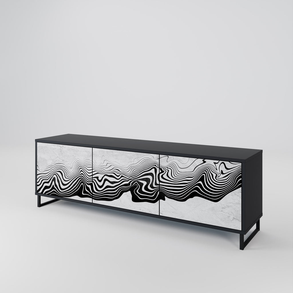 MONOCHROME MIRAGE 3-Door TV Stand in Black Finish