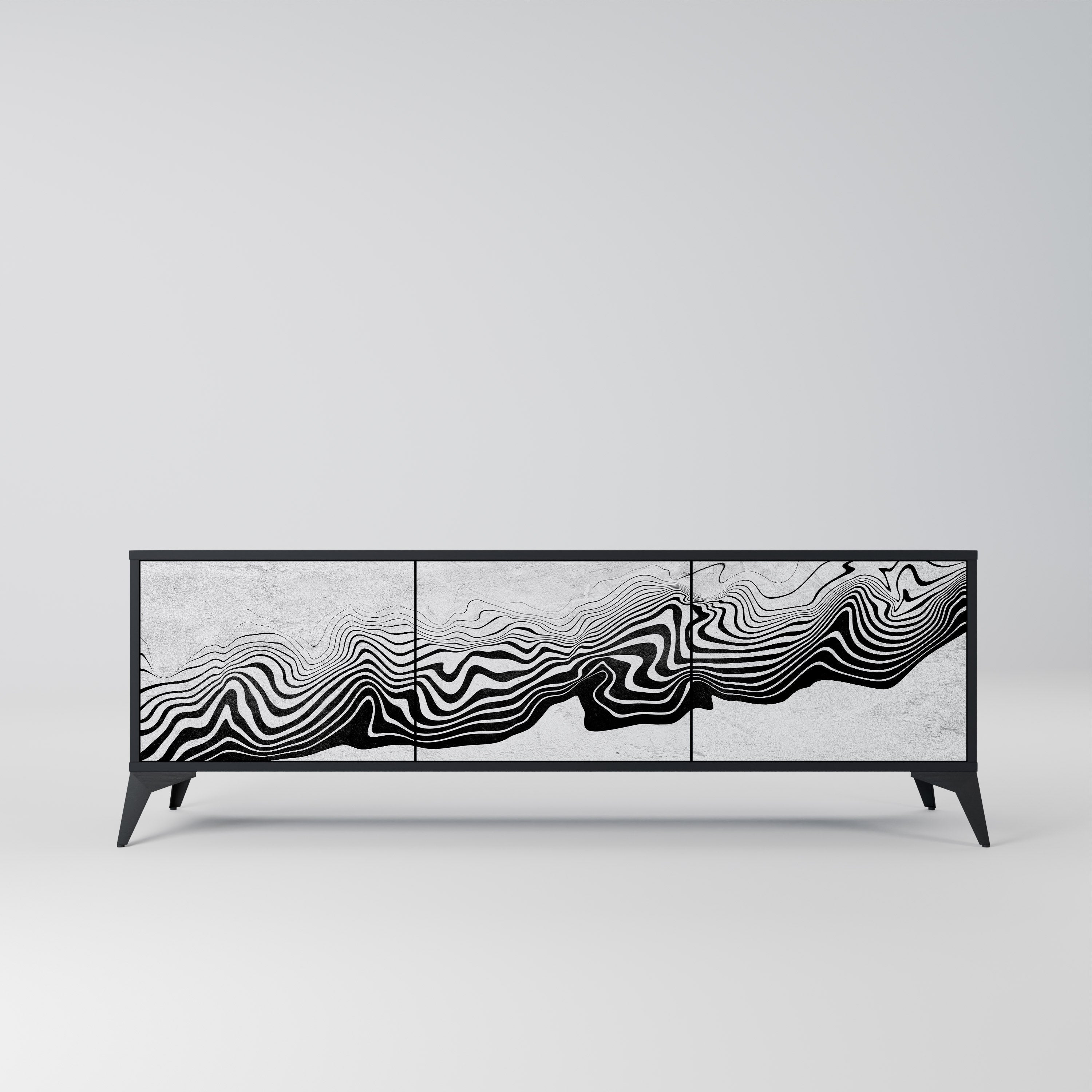 MONOCHROME MIRAGE Móvel de TV com 3 Portas em Acabamento Preto