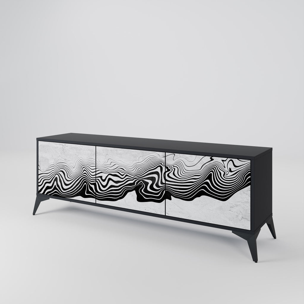 MONOCHROME MIRAGE 3-Door TV Stand in Black Finish