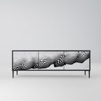 MONOCHROME MIRAGE 3-Door TV Stand in Black Finish