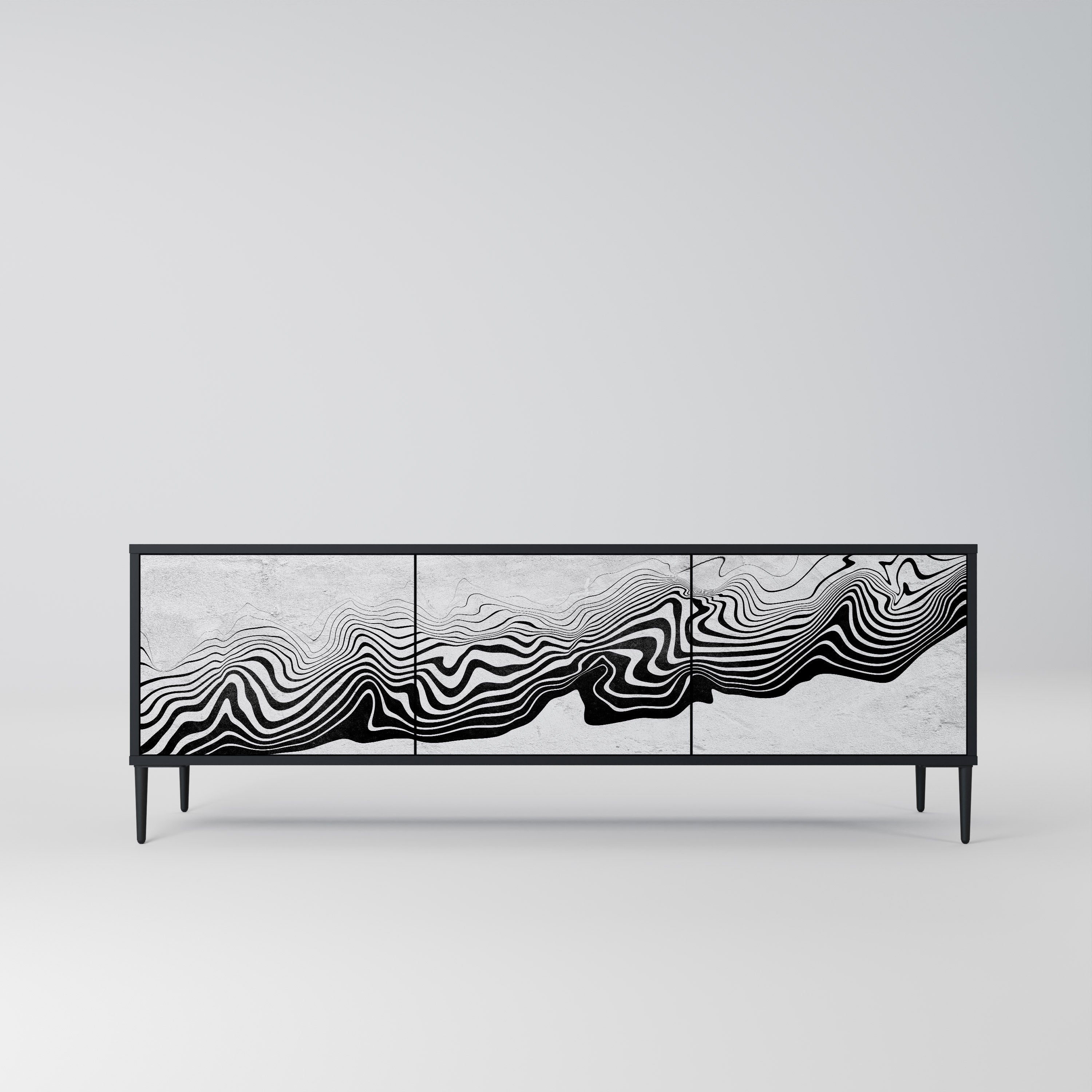 MONOCHROME MIRAGE Móvel de TV com 3 Portas em Acabamento Preto