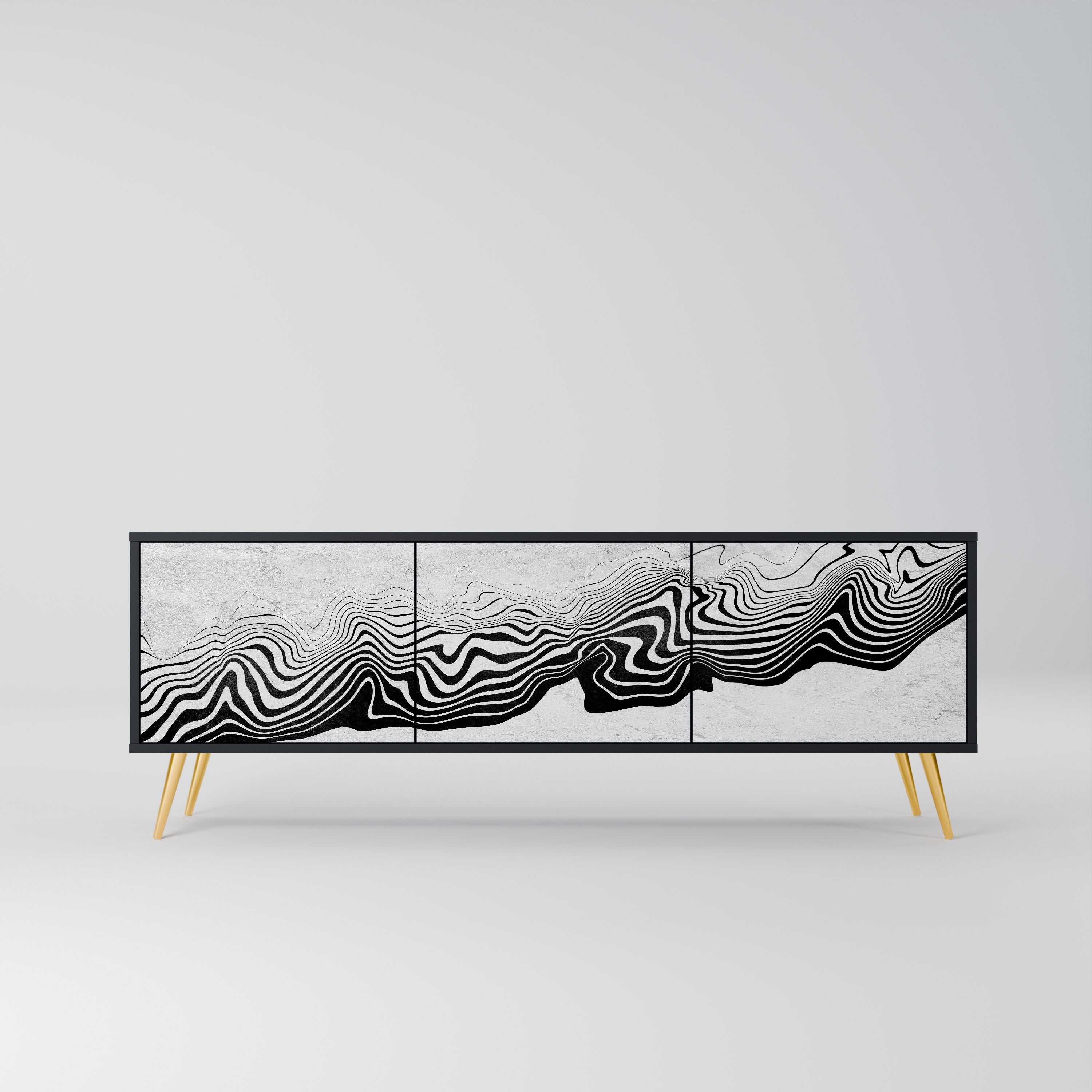 MONOCHROME MIRAGE Móvel de TV com 3 Portas em Acabamento Preto