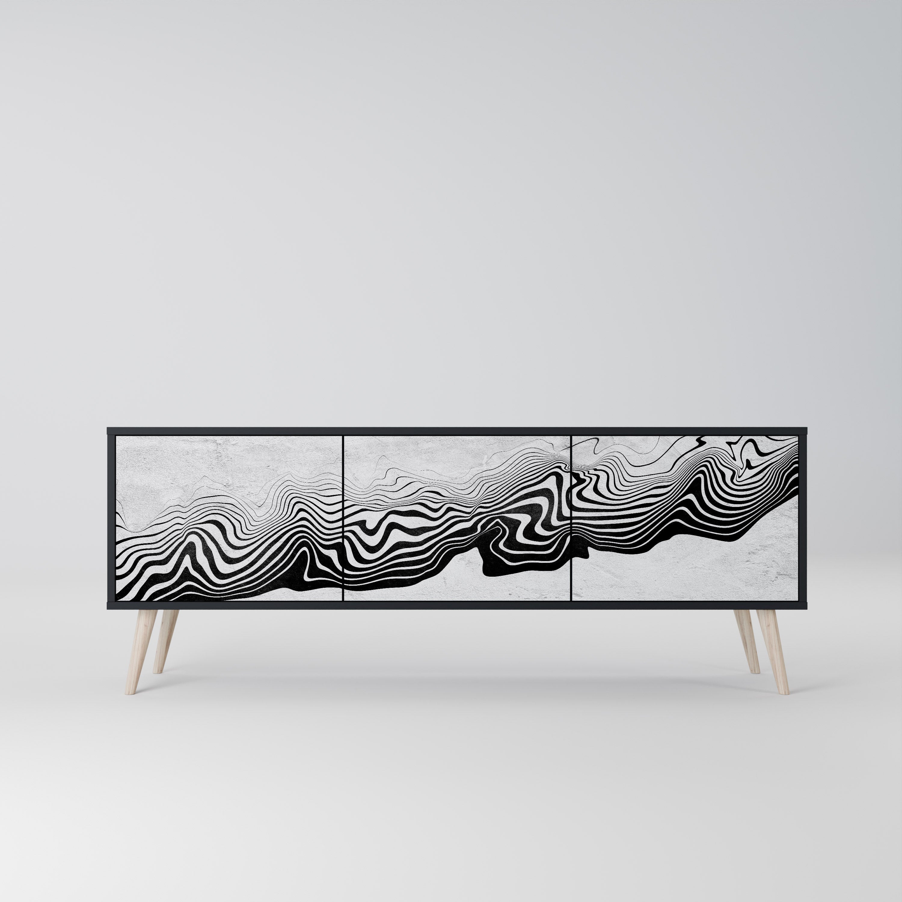 MONOCHROME MIRAGE Móvel de TV com 3 Portas em Acabamento Preto