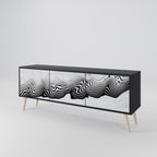 MONOCHROME MIRAGE 3-Door TV Stand in Black Finish