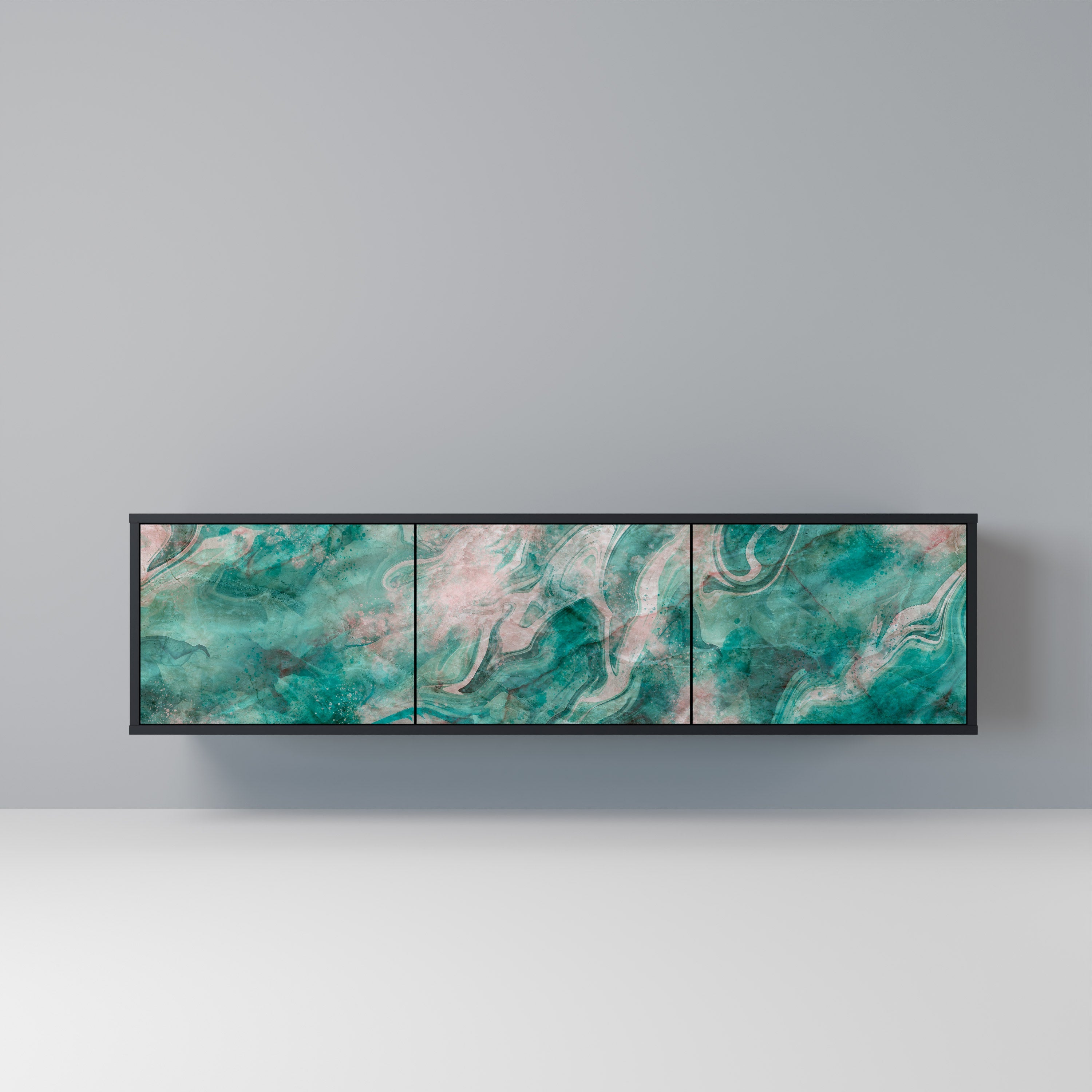 ABSTRACT ALCHEMY Móvel de TV com 3 Portas em Acabamento Preto