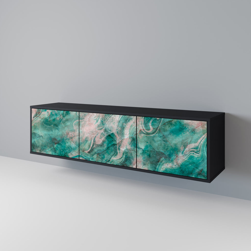 ABSTRACT ALCHEMY Móvel de TV com 3 Portas em Acabamento Preto