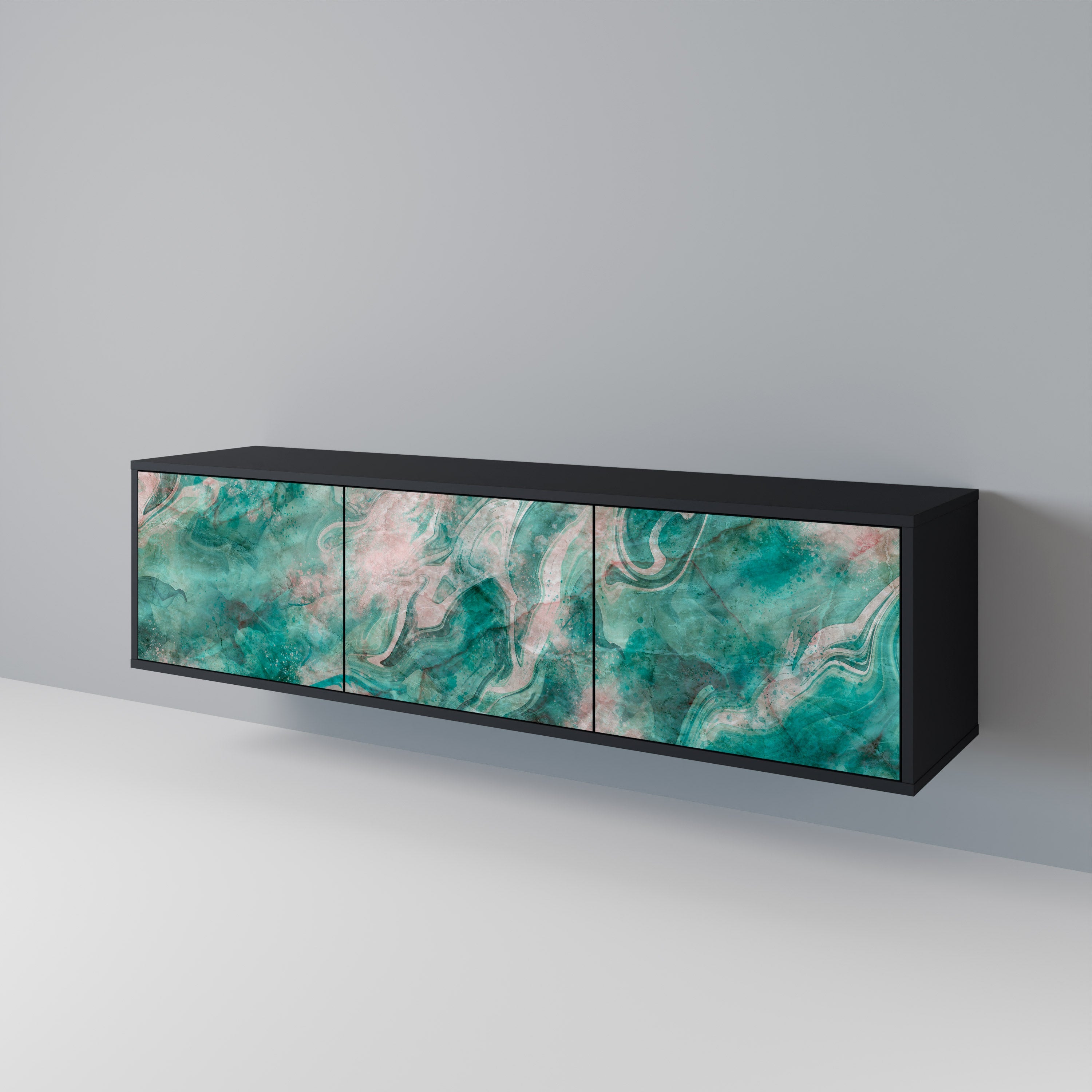 ABSTRACT ALCHEMY Móvel de TV com 3 Portas em Acabamento Preto