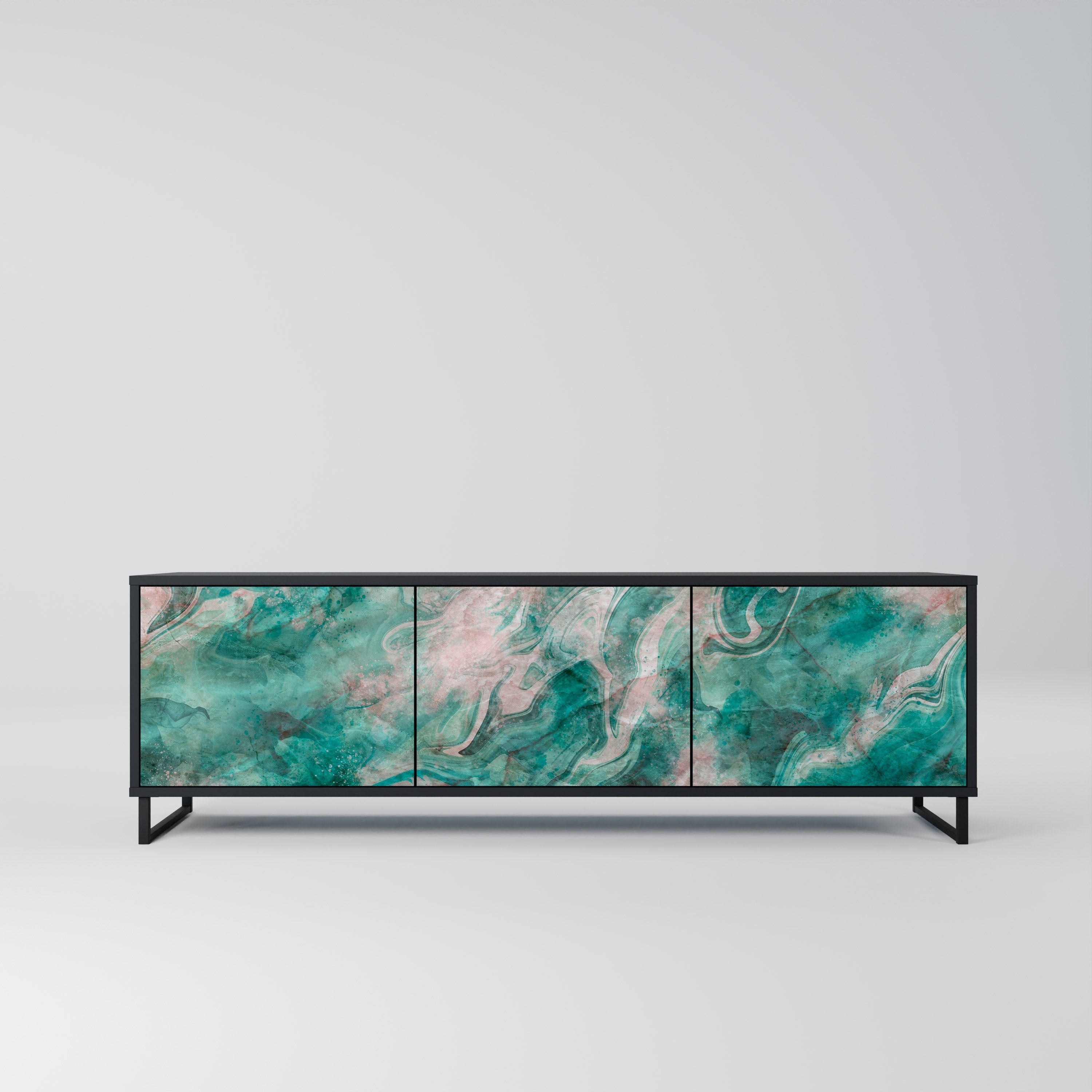 ABSTRACT ALCHEMY Móvel de TV com 3 Portas em Acabamento Preto