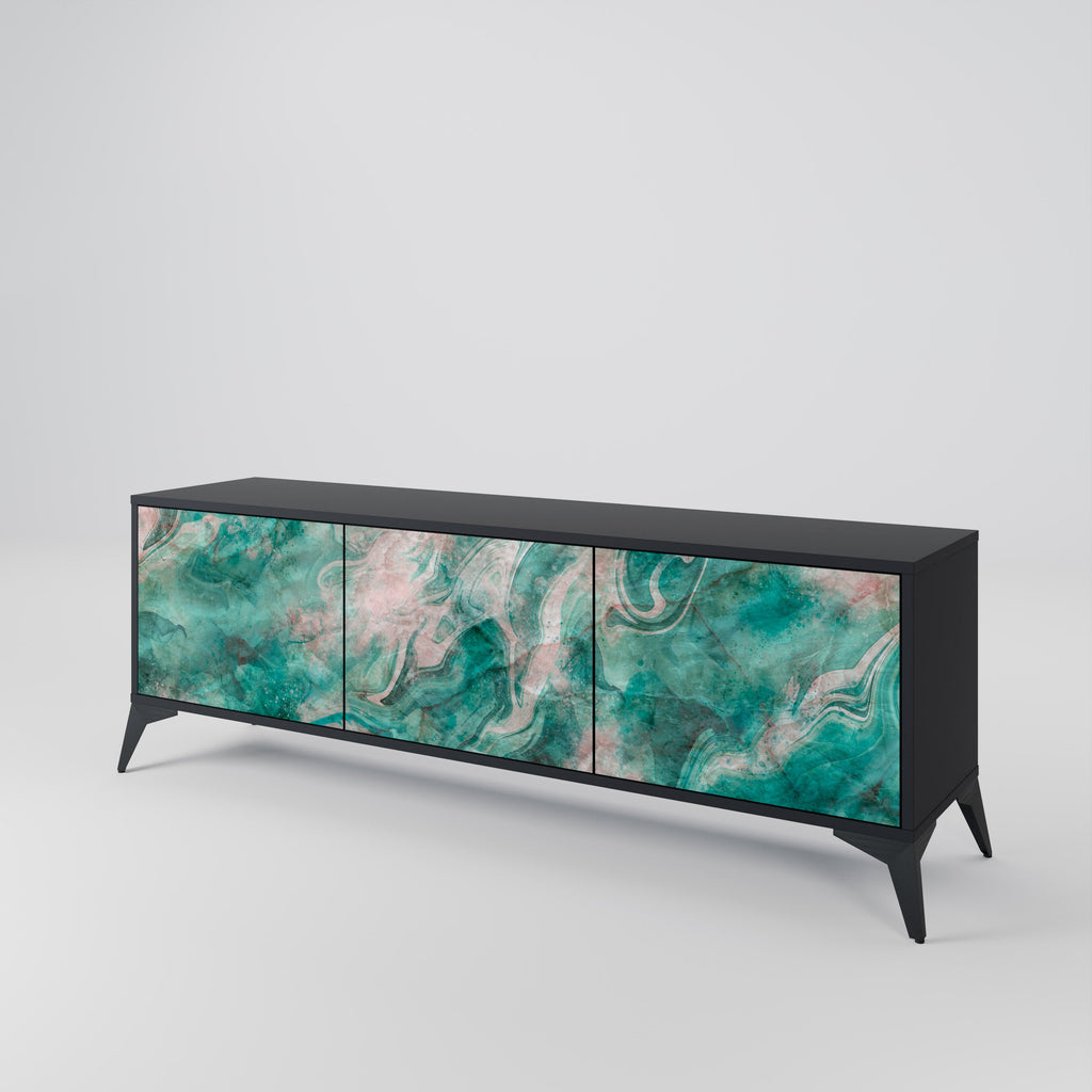 ABSTRACT ALCHEMY Móvel de TV com 3 Portas em Acabamento Preto