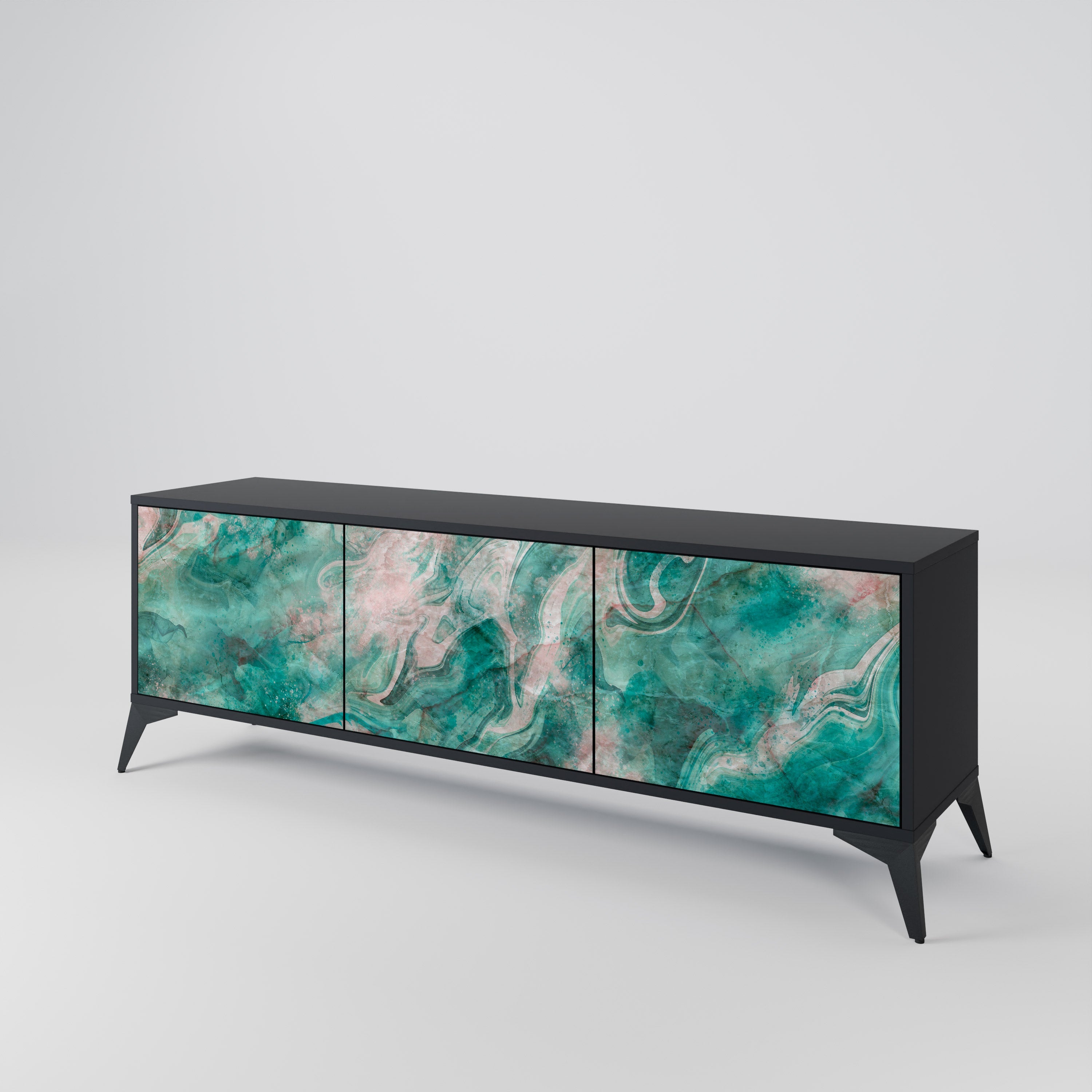 ABSTRACT ALCHEMY Móvel de TV com 3 Portas em Acabamento Preto