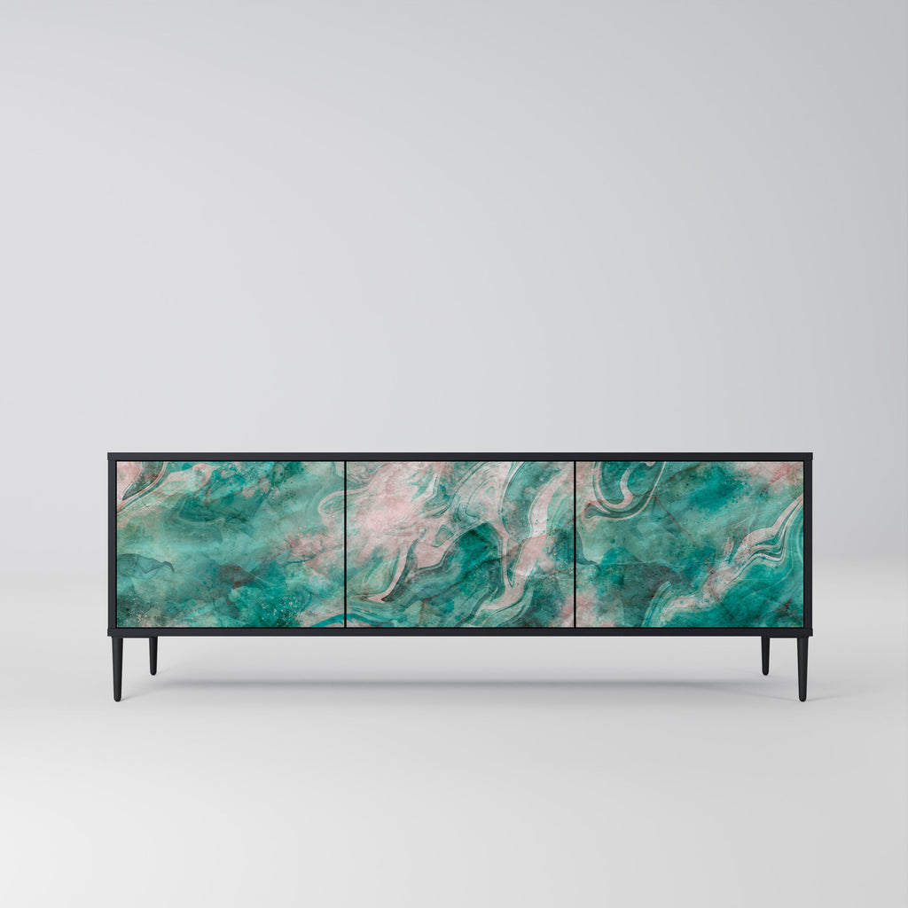 ABSTRACT ALCHEMY Móvel de TV com 3 Portas em Acabamento Preto