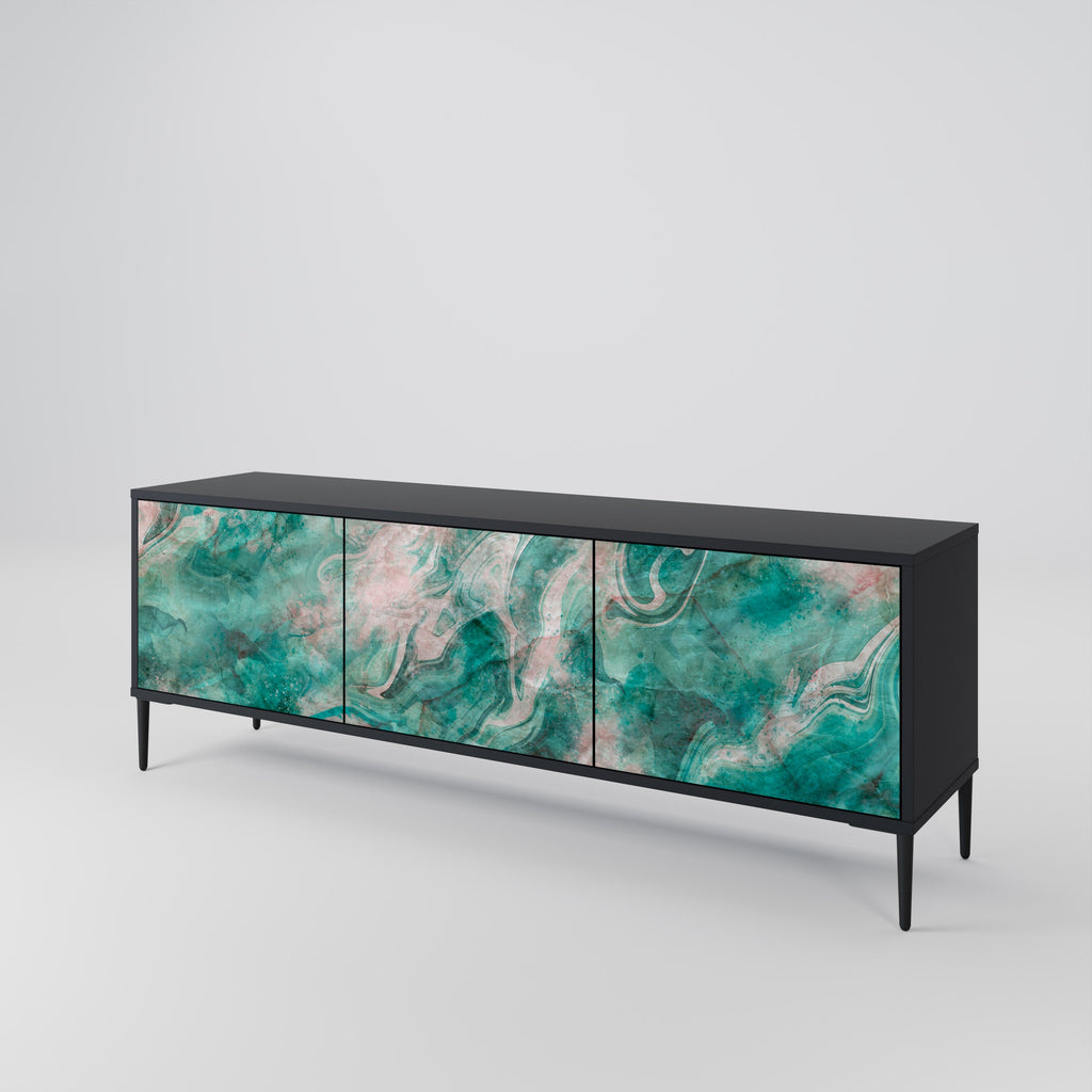 ABSTRACT ALCHEMY Móvel de TV com 3 Portas em Acabamento Preto